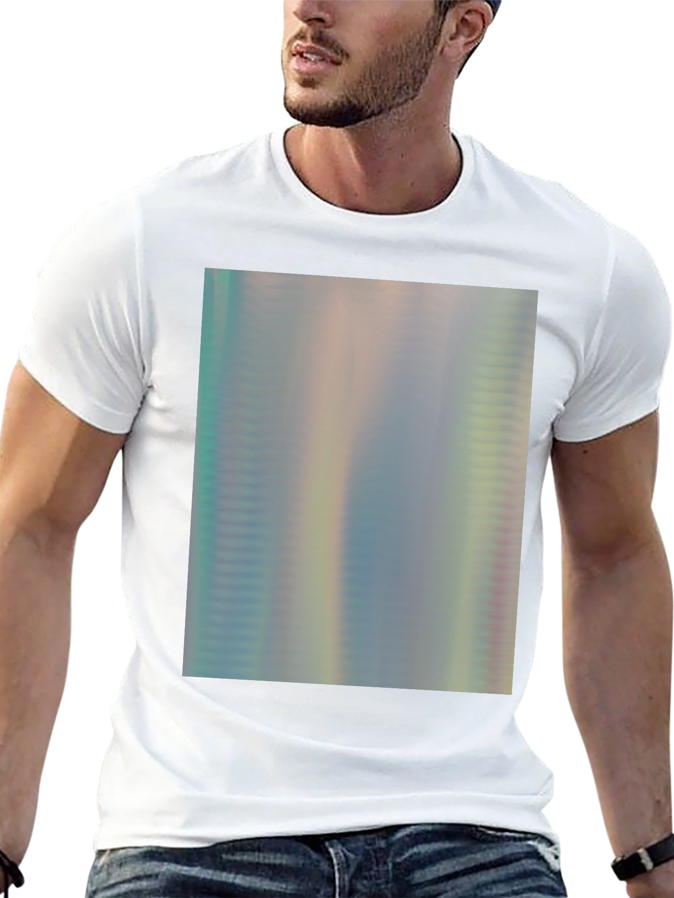 Black Iridescent Shimmer Tee - Abstract Pattern Soft Cotton T-Shirt view 13
