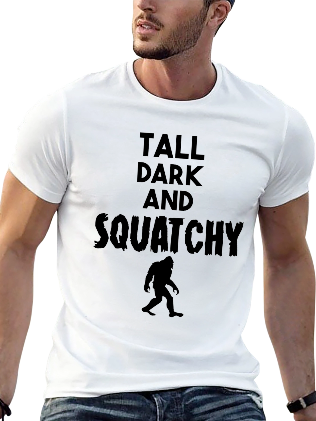 Black Tall Dark and Squatchy Black T-Shirt view 13