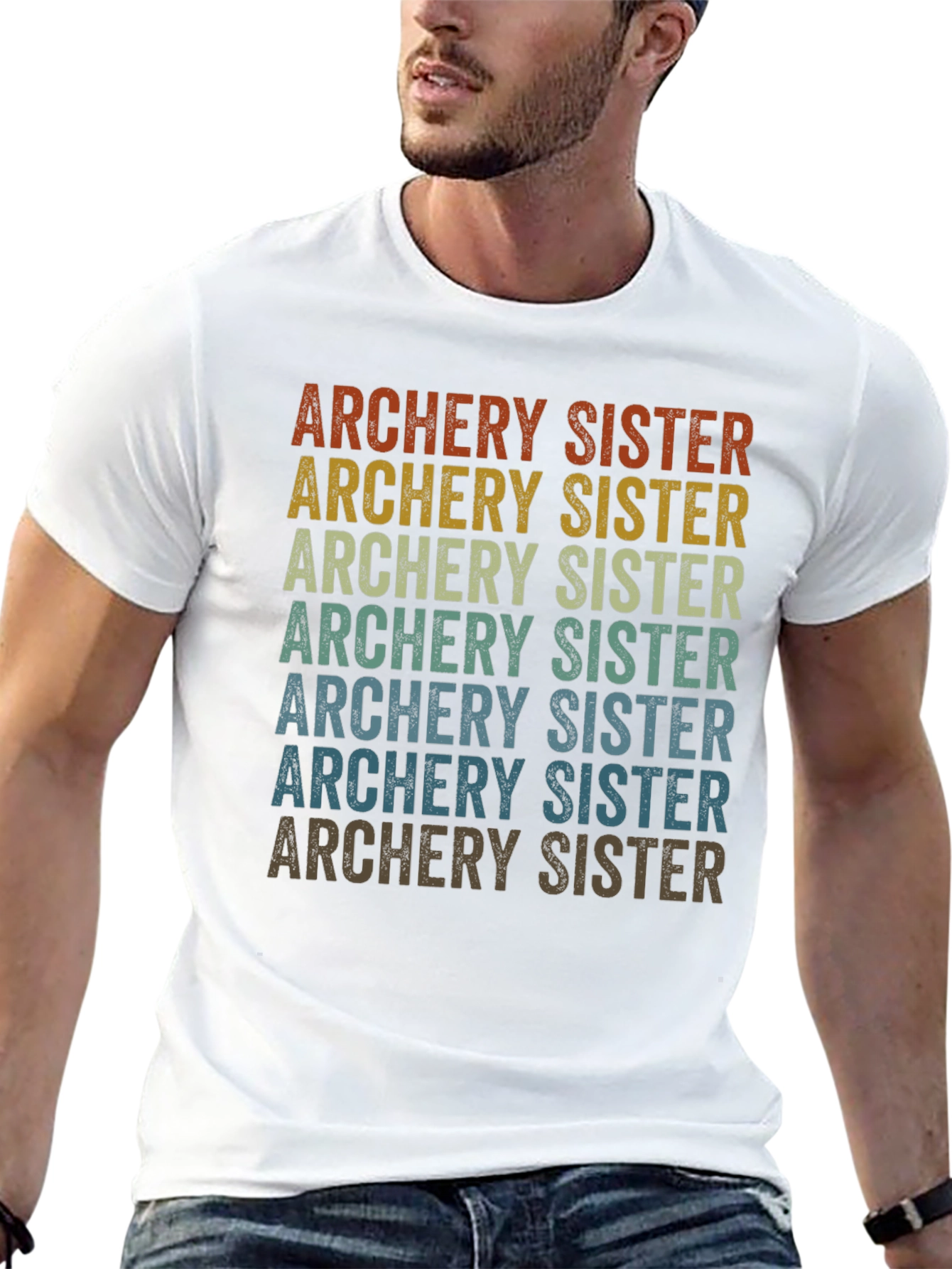 Black Archery Sister Retro T-Shirt view 13