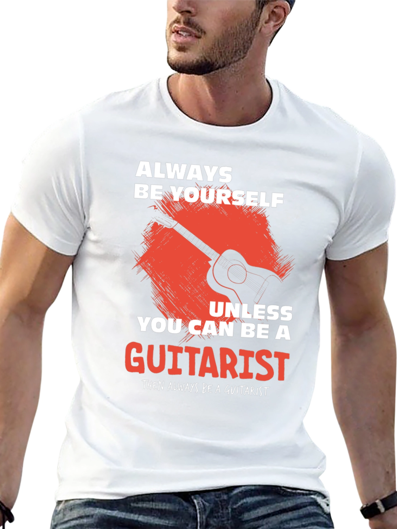 Black Guitarist Graphic Tee - Musician's Humor T-Shirt view 13