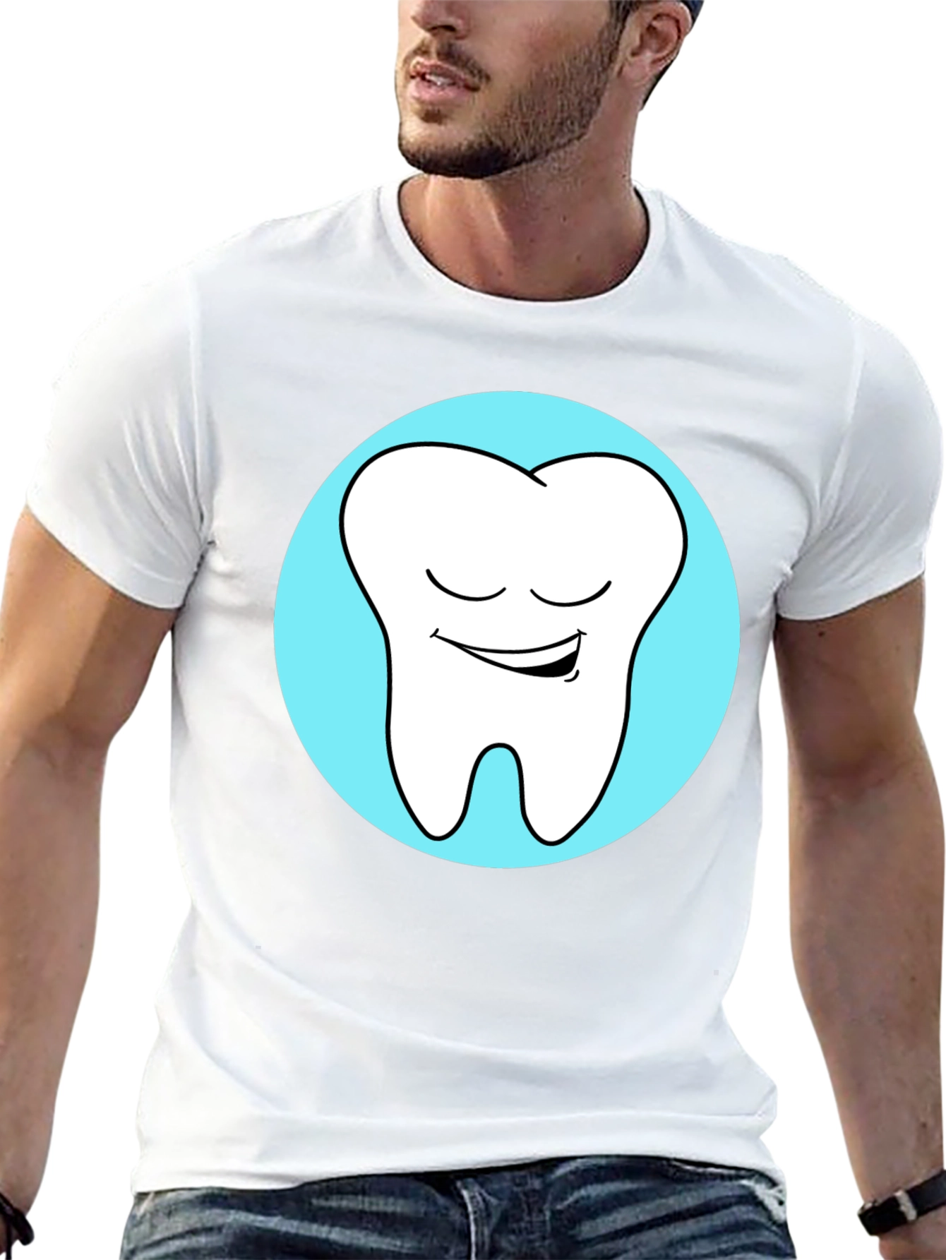 Black Smiling Tooth Graphic Tee - Dentist Humor view 13