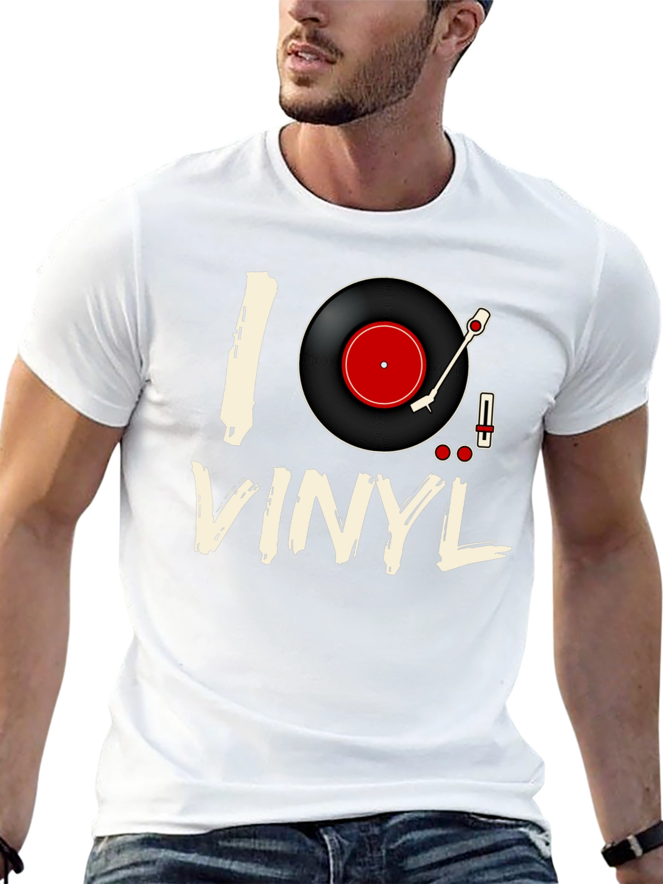 Black I Love Vinyl Black T-Shirt - Music Lover Tee view 13