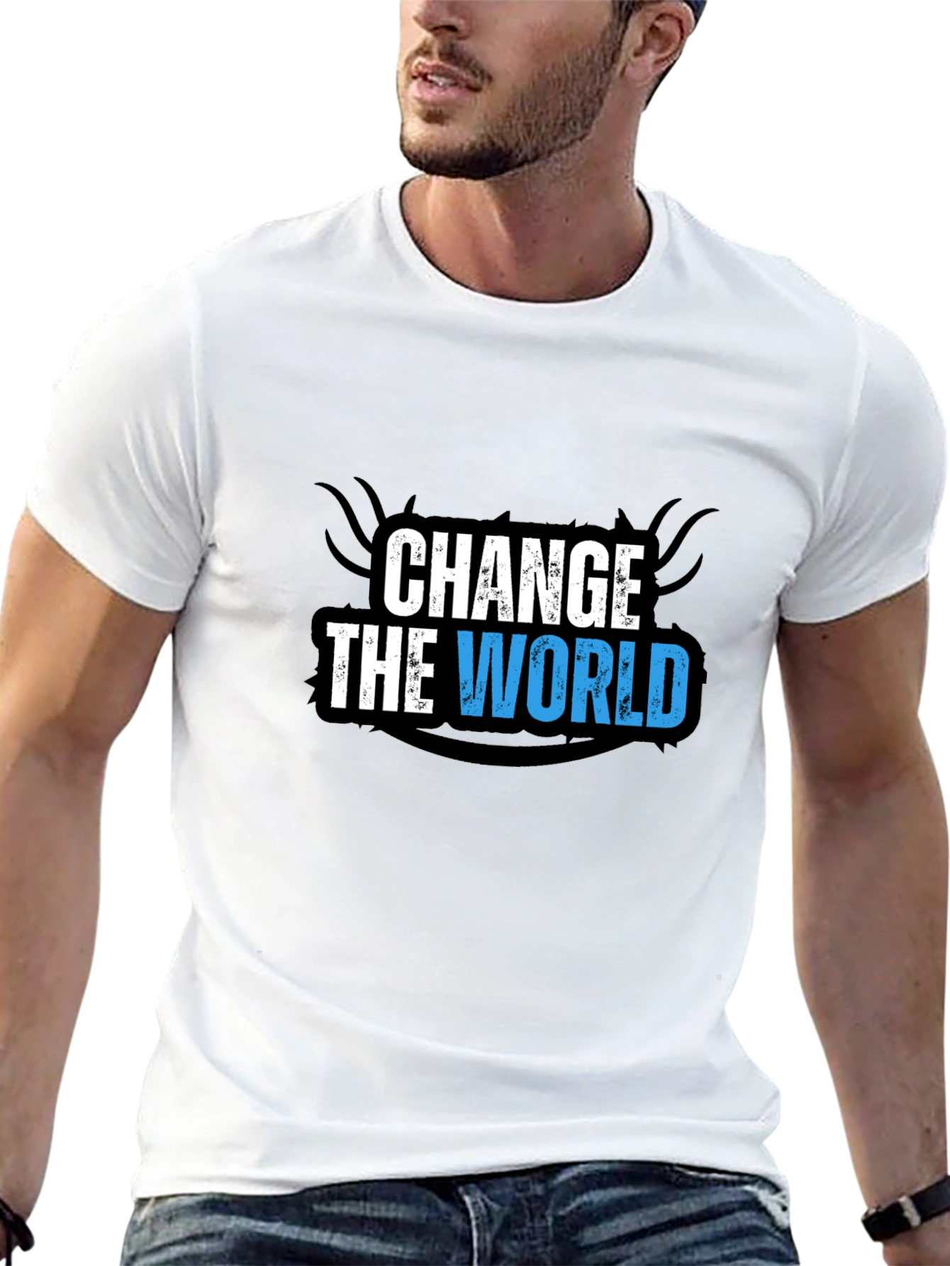 Black Change the World Graphic Black T-Shirt view 13