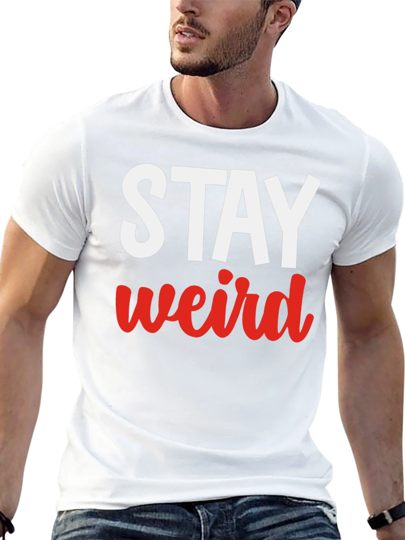 Black Stay Weird Graphic Tee - Black Casual T-Shirt view 13