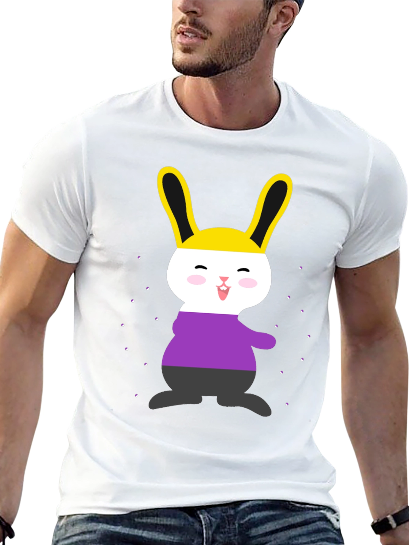 Black Nonbinary Pride Bunny T-Shirt view 13