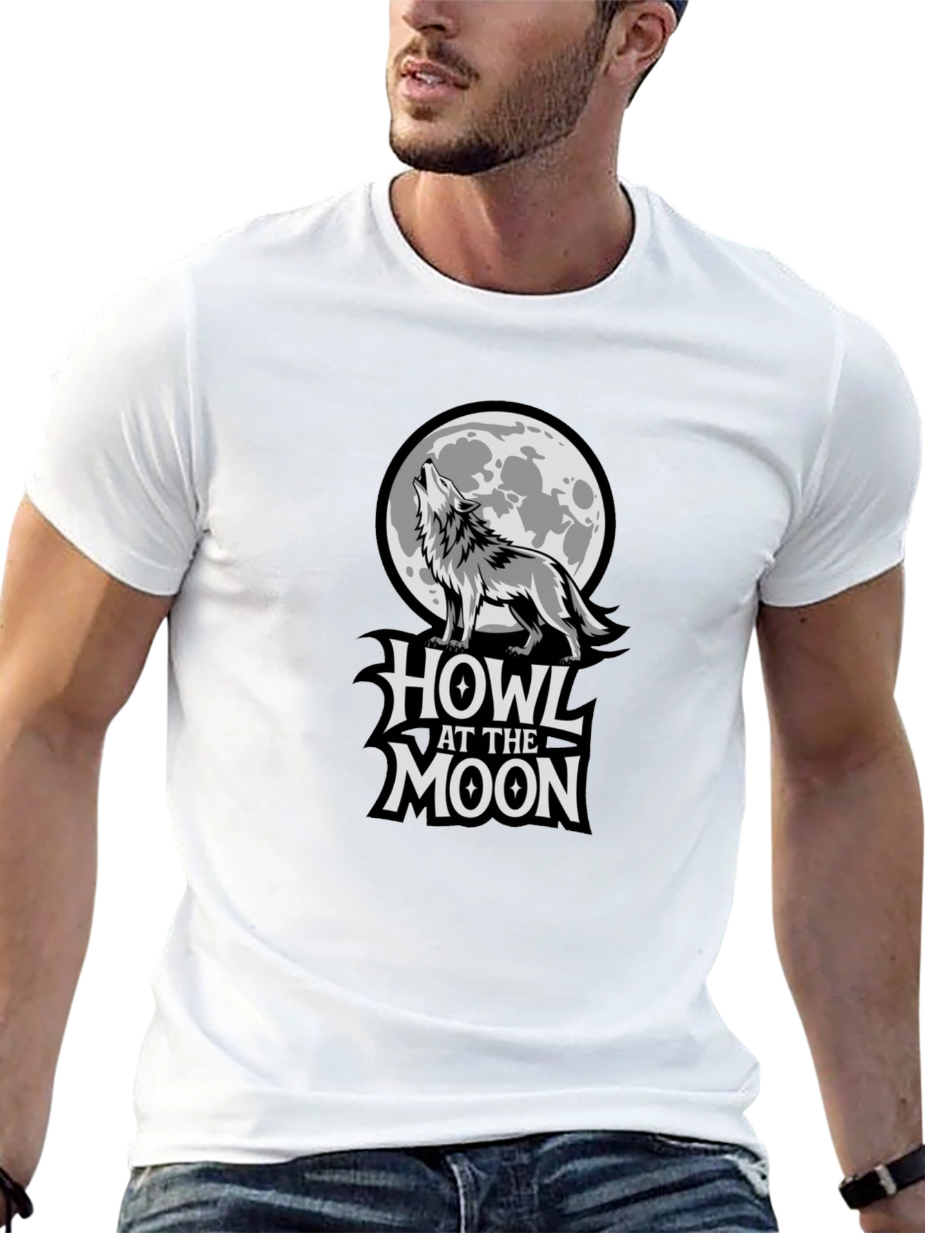 Black Howl at the Moon Graphic Tee - Black Cotton T-Shirt view 13