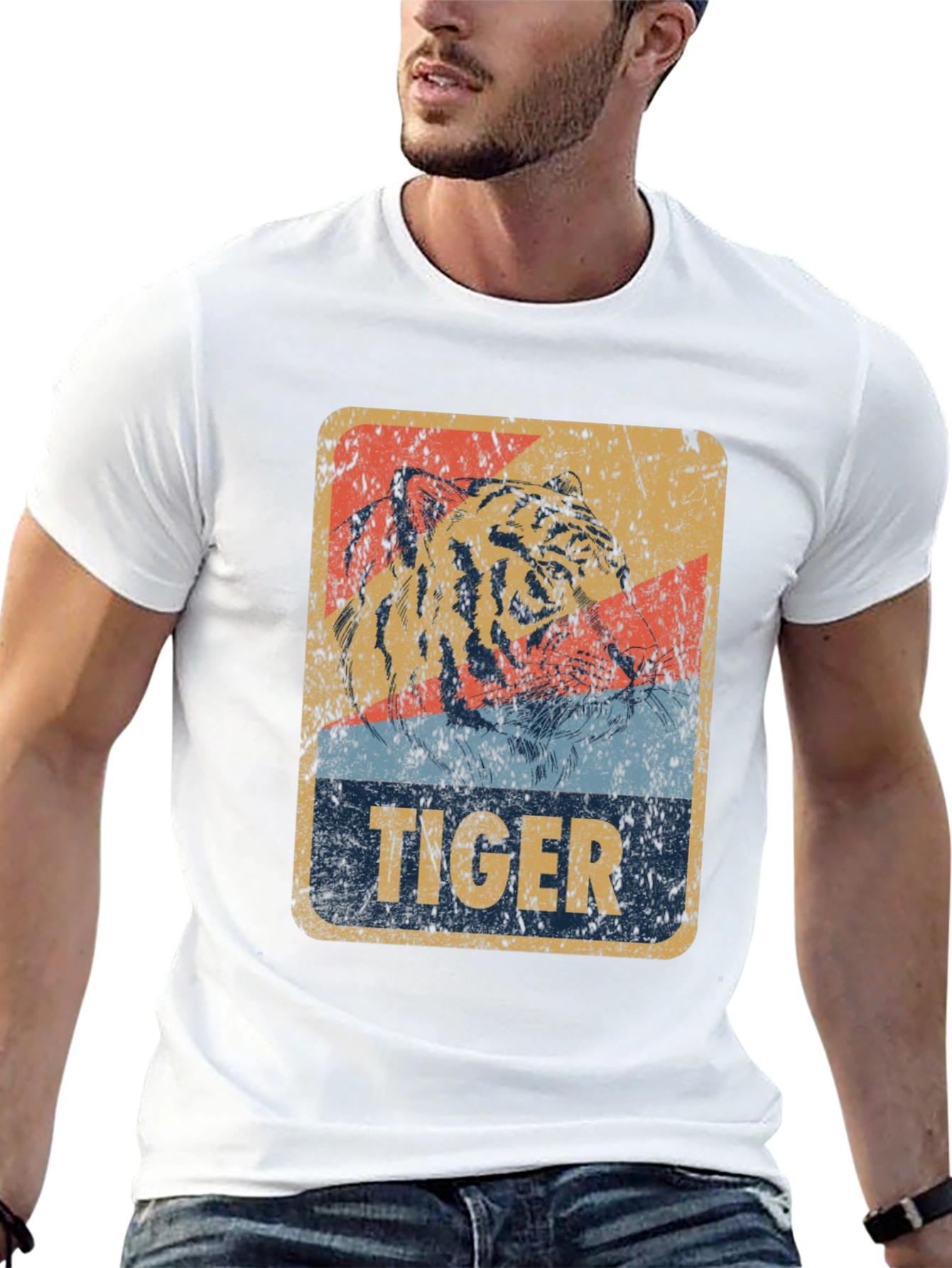 Black Vintage Tiger Graphic T-Shirt view 13