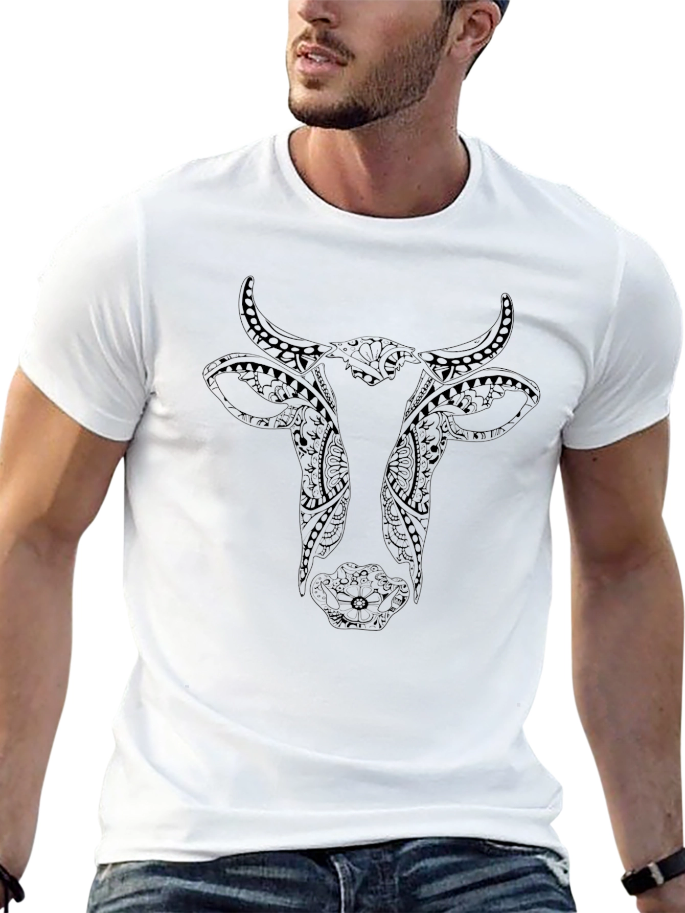 Black Cow Graphic Print T-Shirt - Black view 13