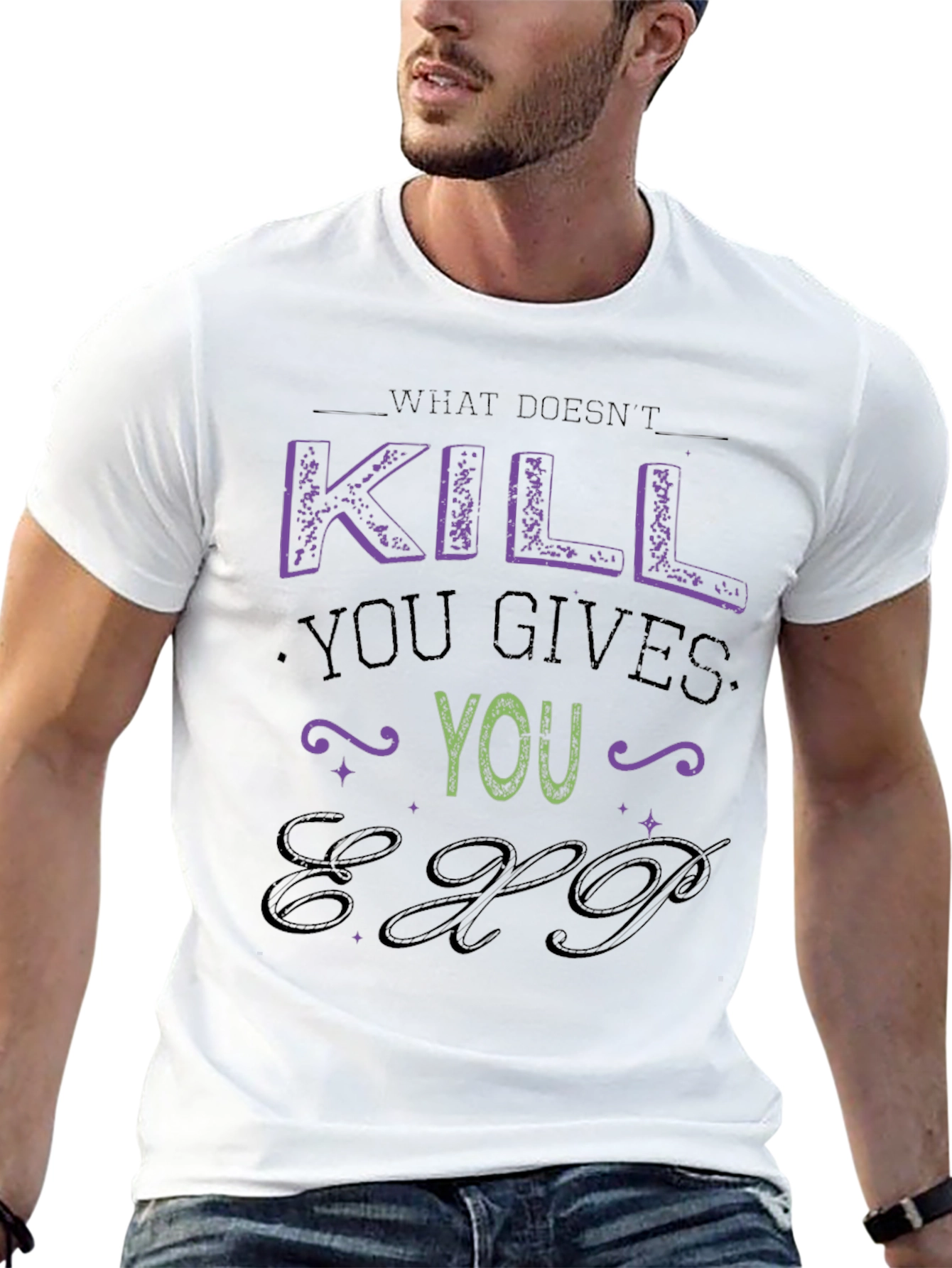 Black What Doesn't Kill You Gives You EXP T-Shirt view 13
