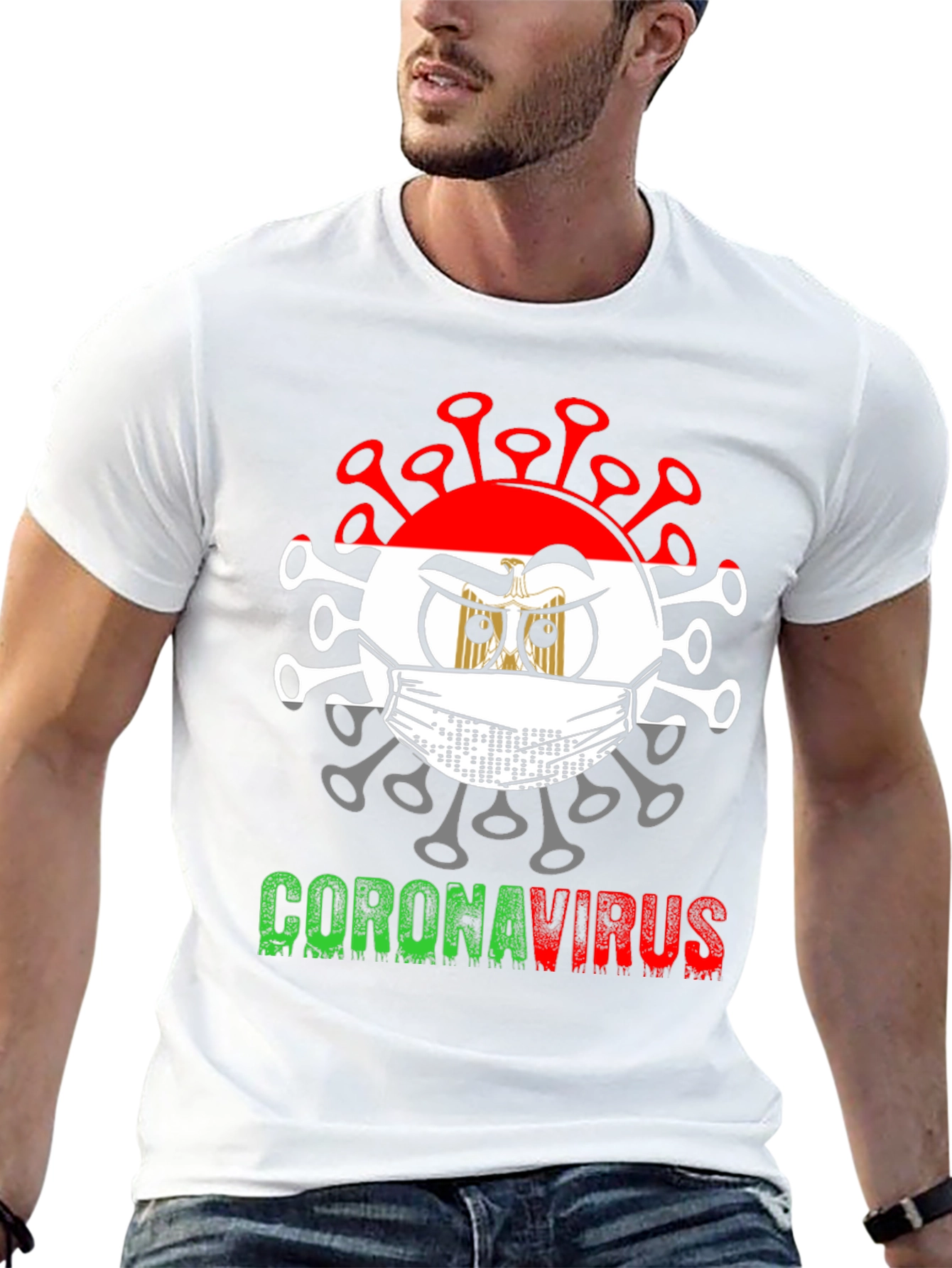 Black Egypt Corona Virus Graphic T-Shirt view 13