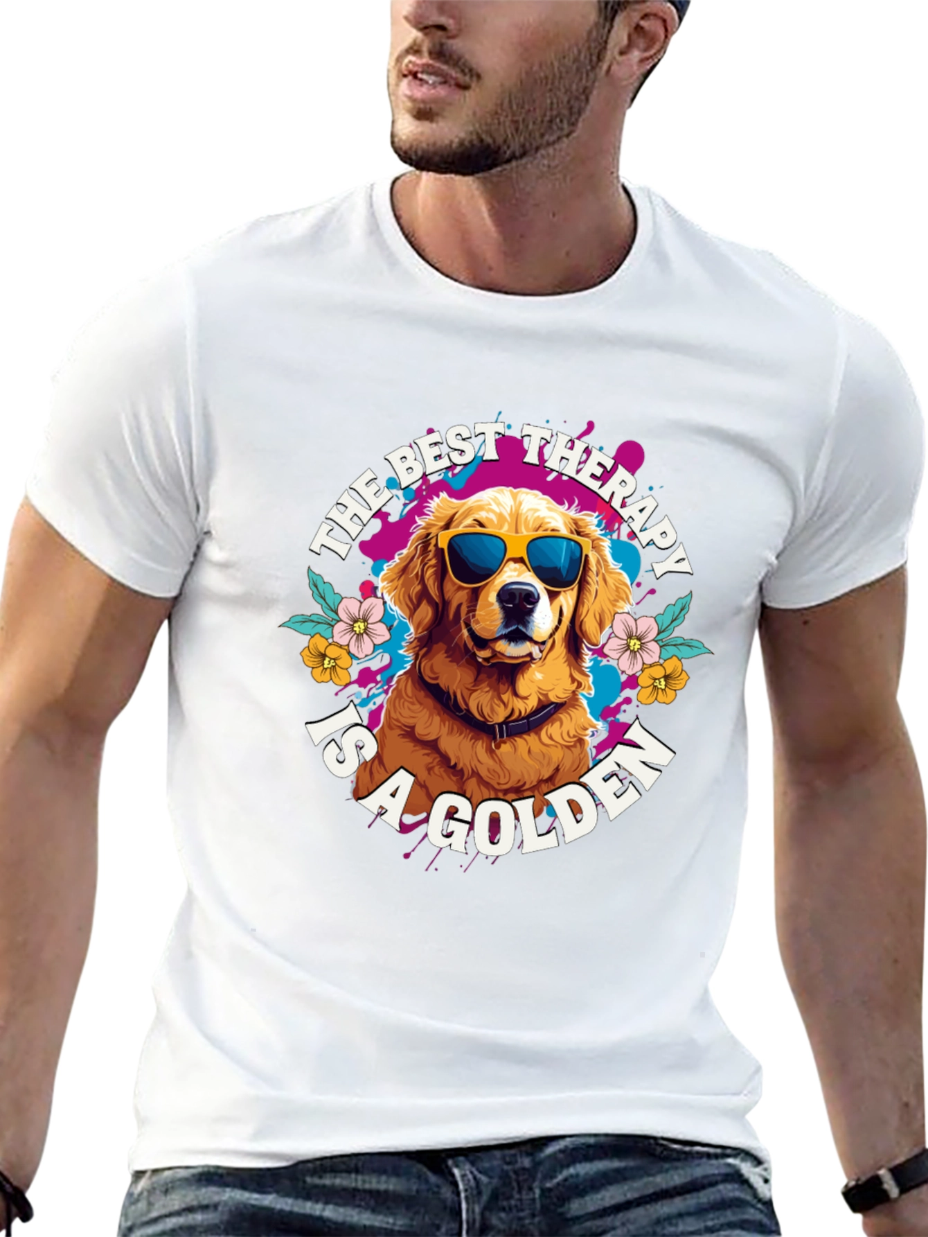 Black Golden Retriever Therapy T-Shirt view 13