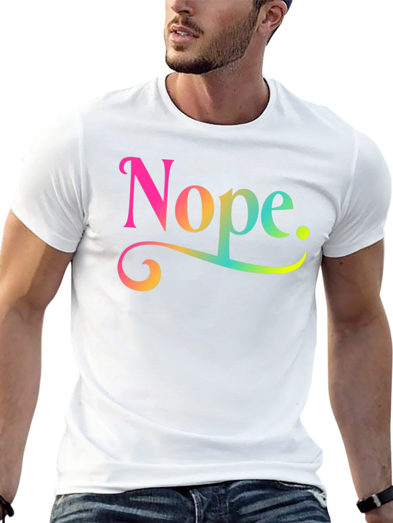 Black Nope Rainbow Text Graphic Novelty Tee view 13