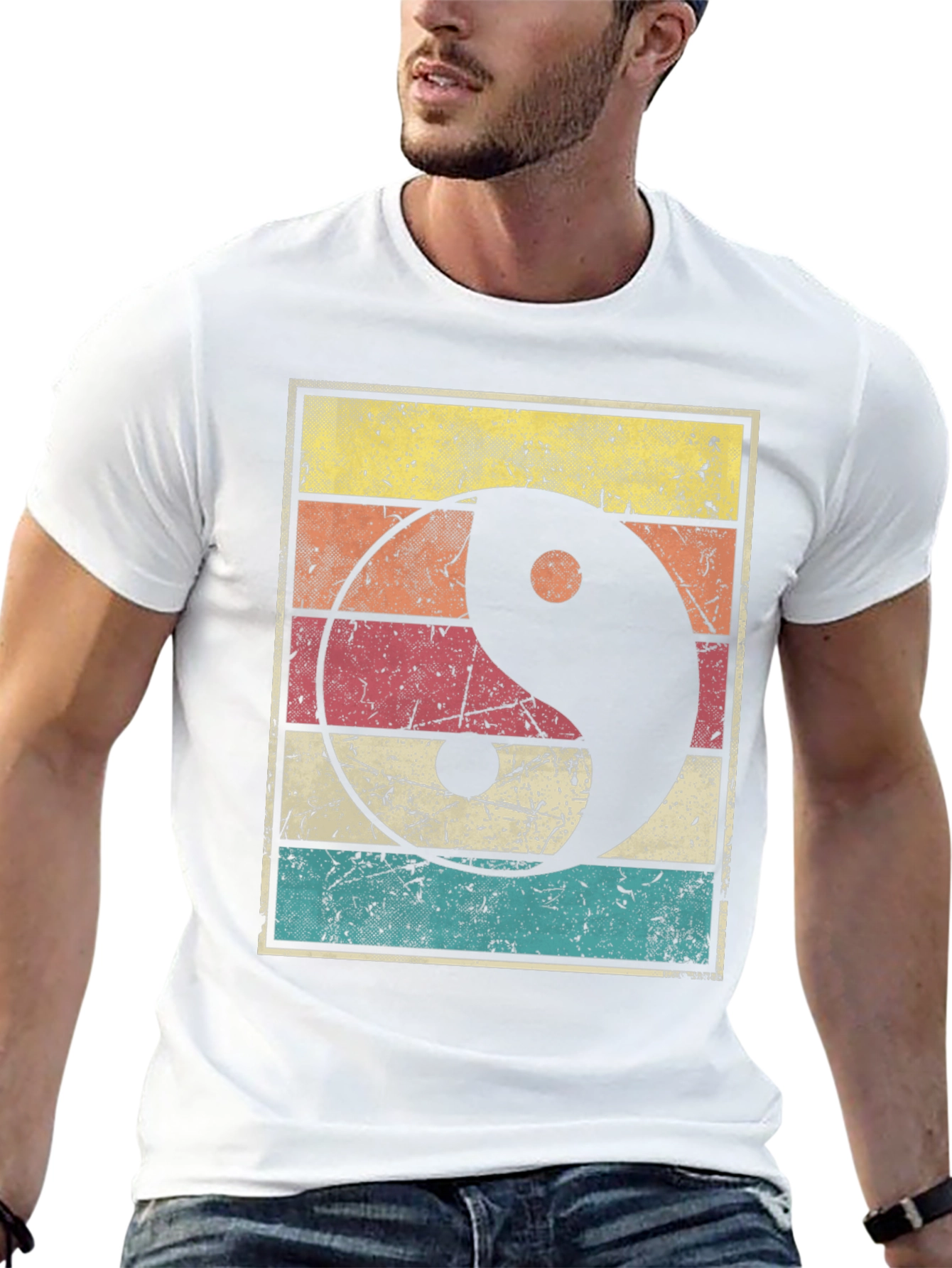 Black Yin Yang Graphic Tee Retro Style view 13