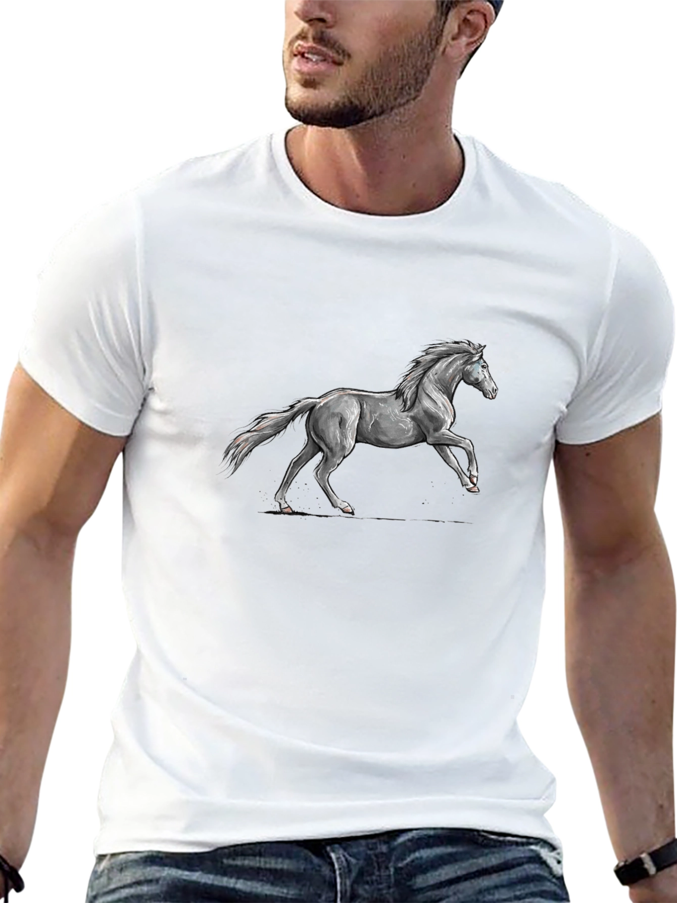 Black Black Horse Graphic Tee - Stylish Men's T-Shirt view 13