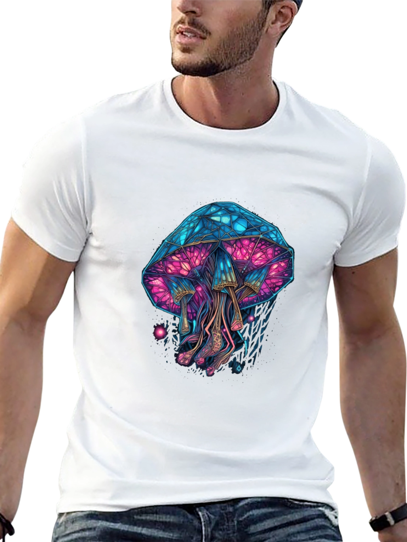 Black Psychedelic Mushroom Graphic Tee view 13