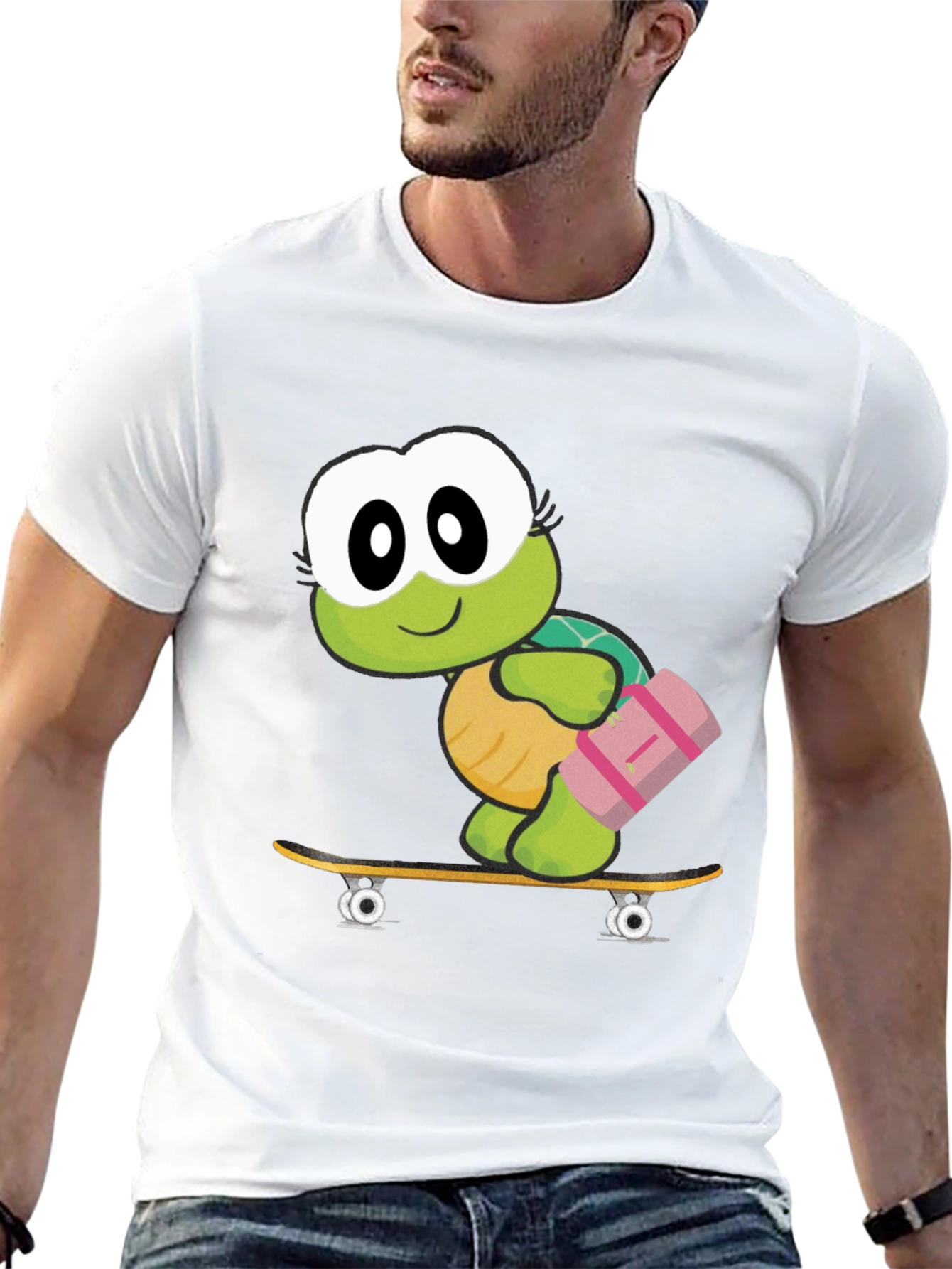 Black Turtle on Skateboard Graphic T-Shirt view 13