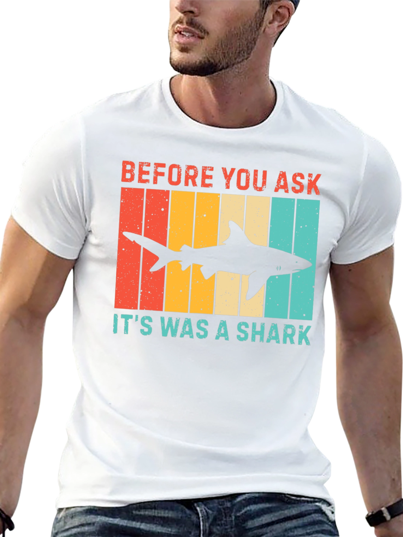 Black Retro Shark T-Shirt - Before You Ask Funny Tee view 13