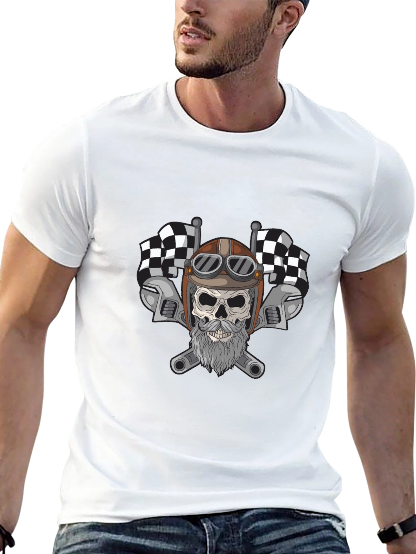 Black Skull Rider Tee: Race-Ready Retro Style view 13