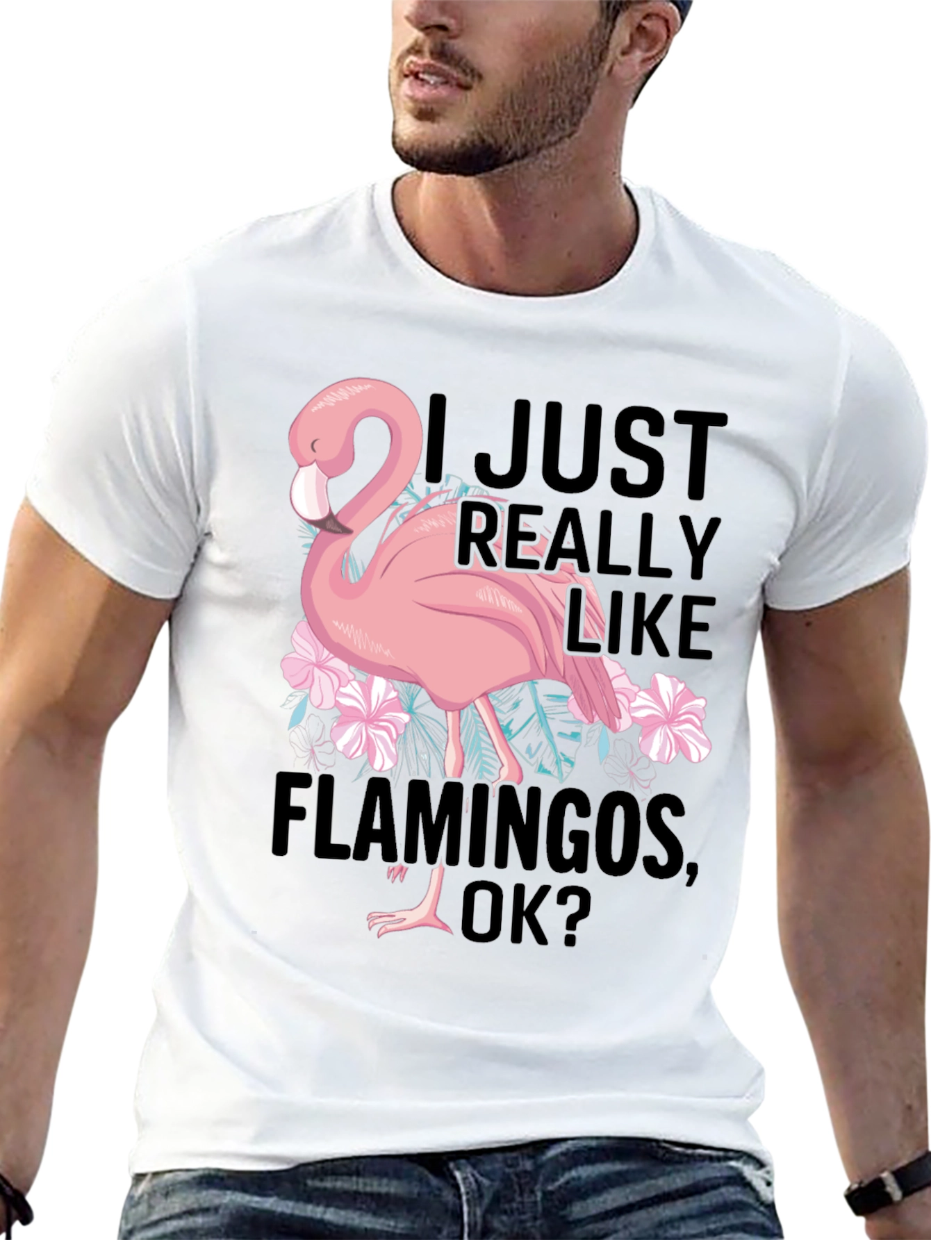Black Funny Flamingo Graphic T-Shirt - I Just Really Like Flamingos view 13