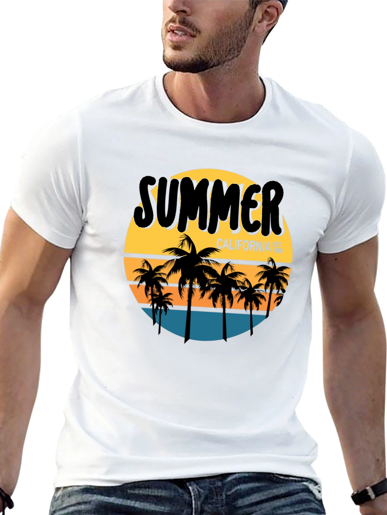 Black Summer California Graphic Tee - Palm Tree T-Shirt view 13