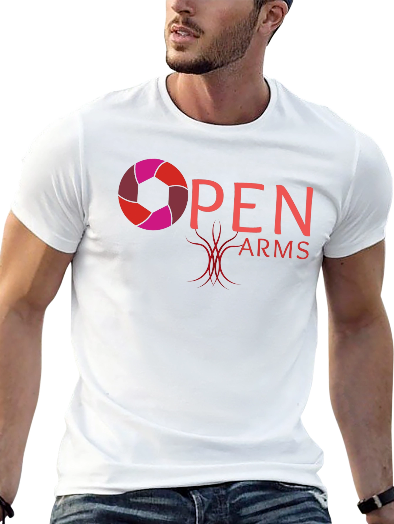 Black Open Arms Graphic T-Shirt - Black view 13