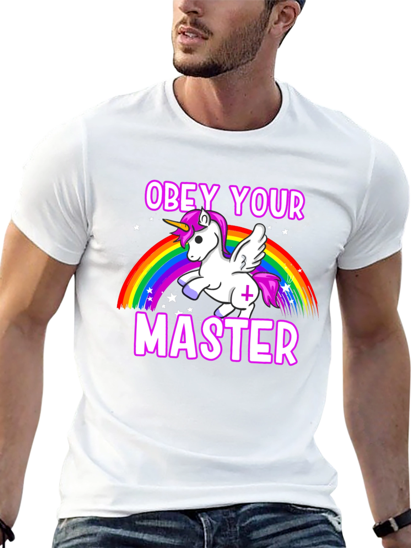 Black Obey Your Master Unicorn Graphic T-Shirt view 13