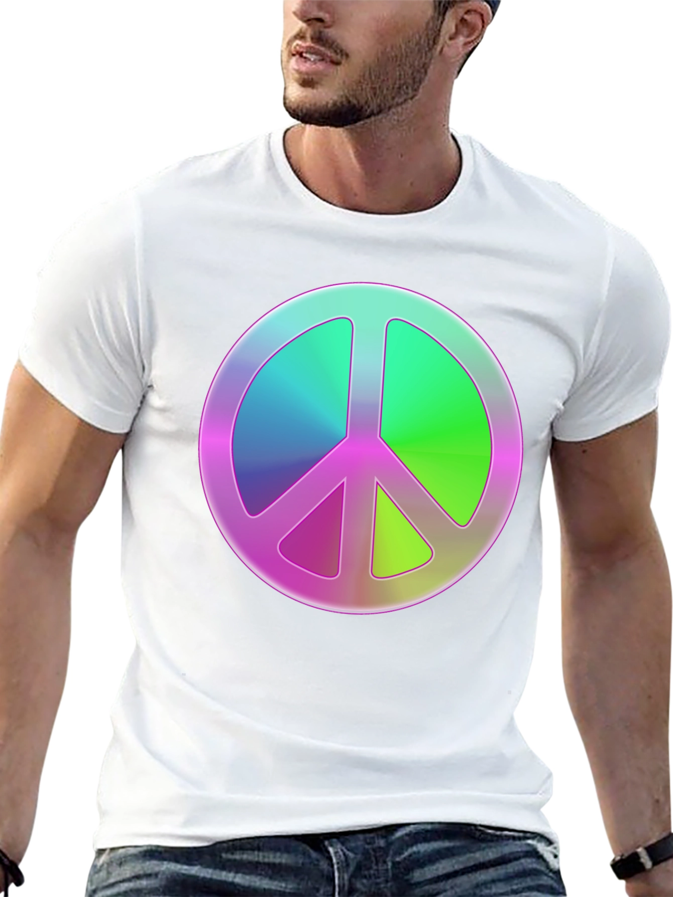 Black Peace Sign Graphic Tee - Retro Style view 13
