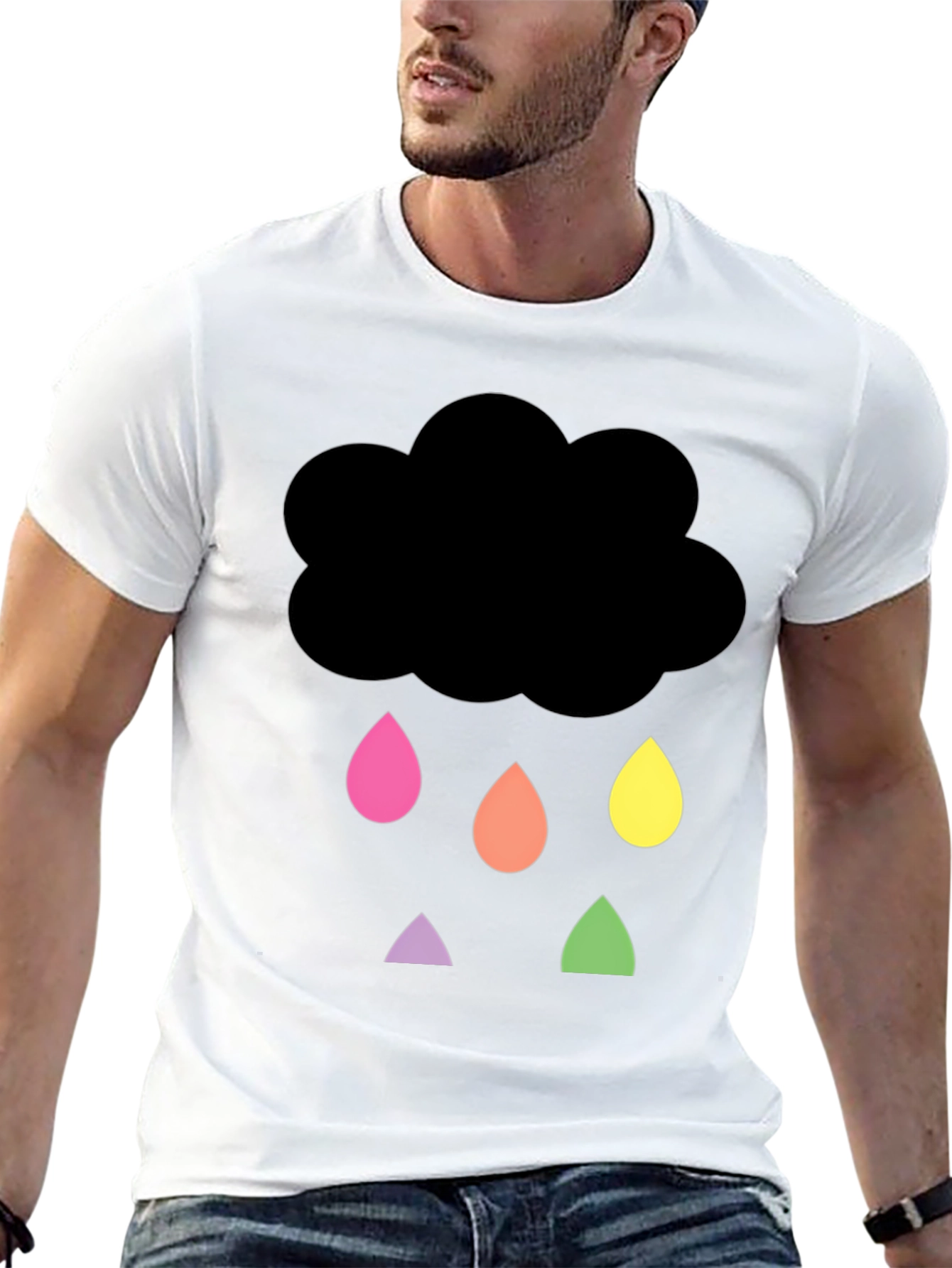 Black Rainy Cloud Graphic Tee - Unisex Black T-Shirt view 13