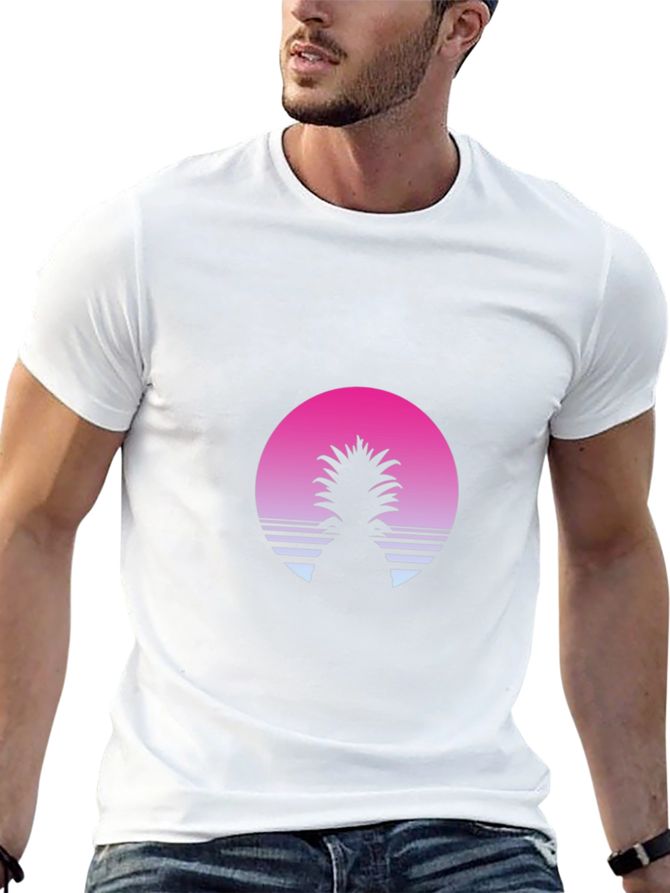 Black Retro Pineapple Sunset T-Shirt - Black view 13