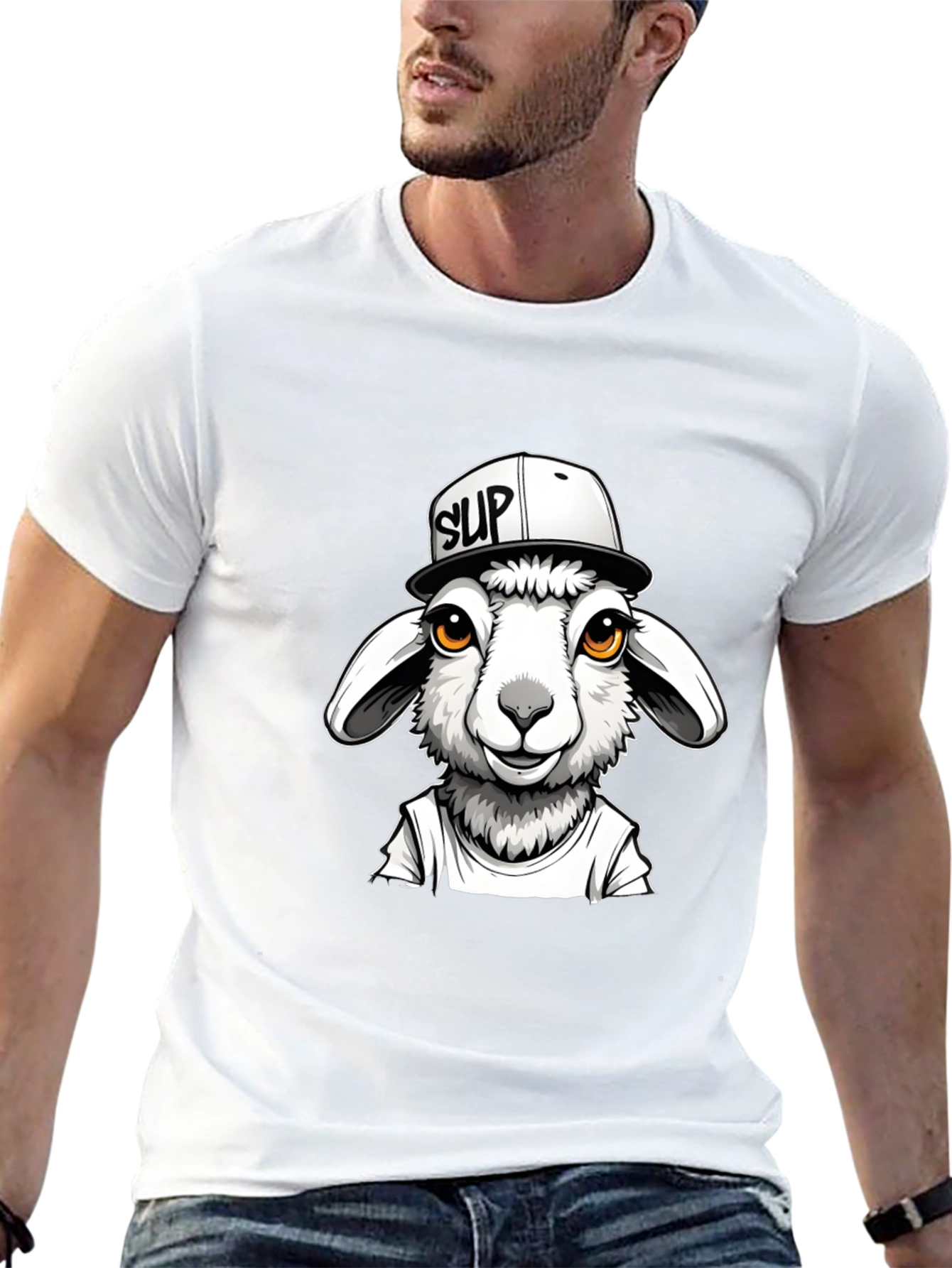 Black Cool Sheep Graphic Tee - Black Casual T-Shirt view 13
