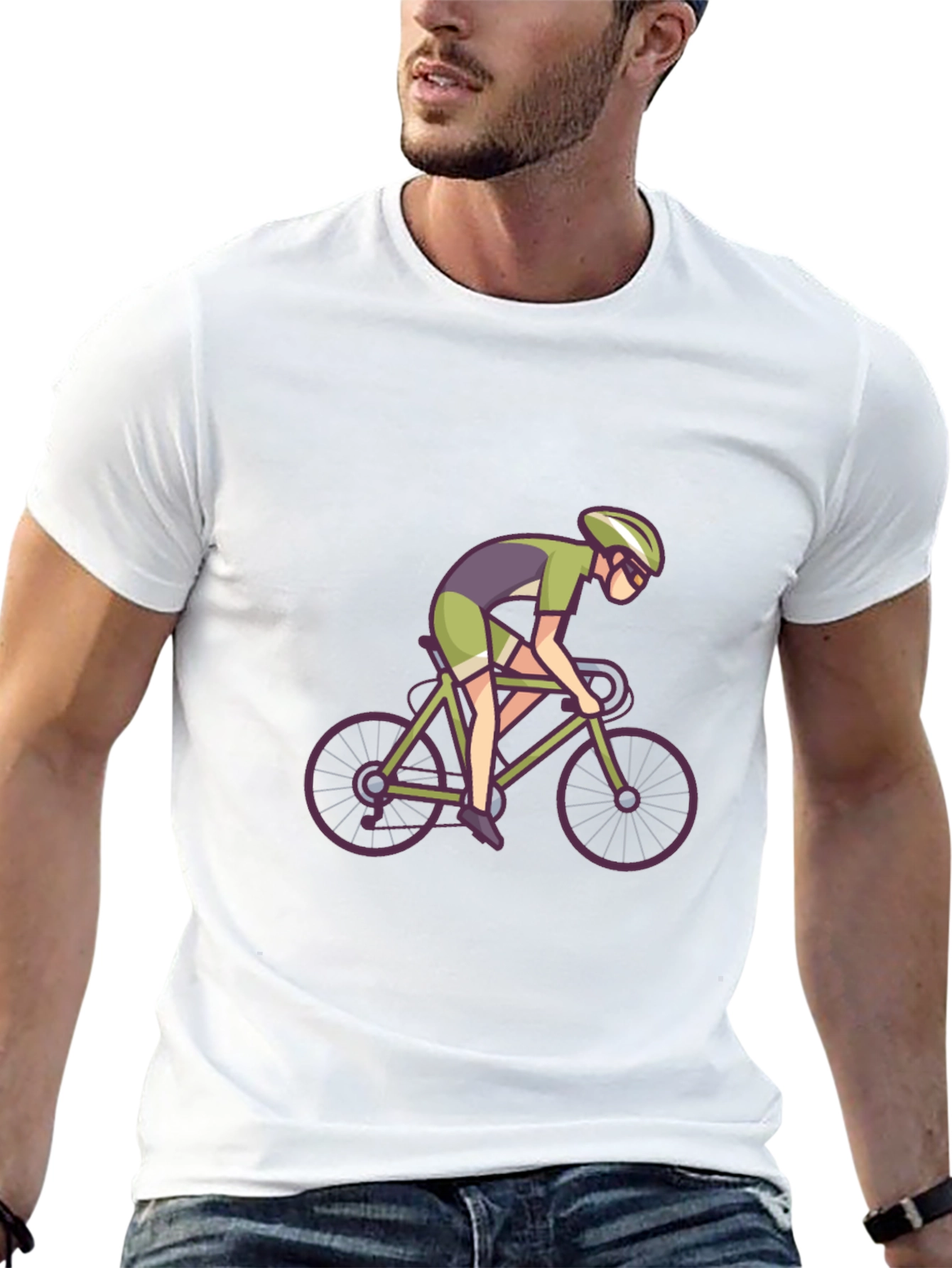 Black Cyclist Graphic Tee - Sporty Black T-Shirt view 13