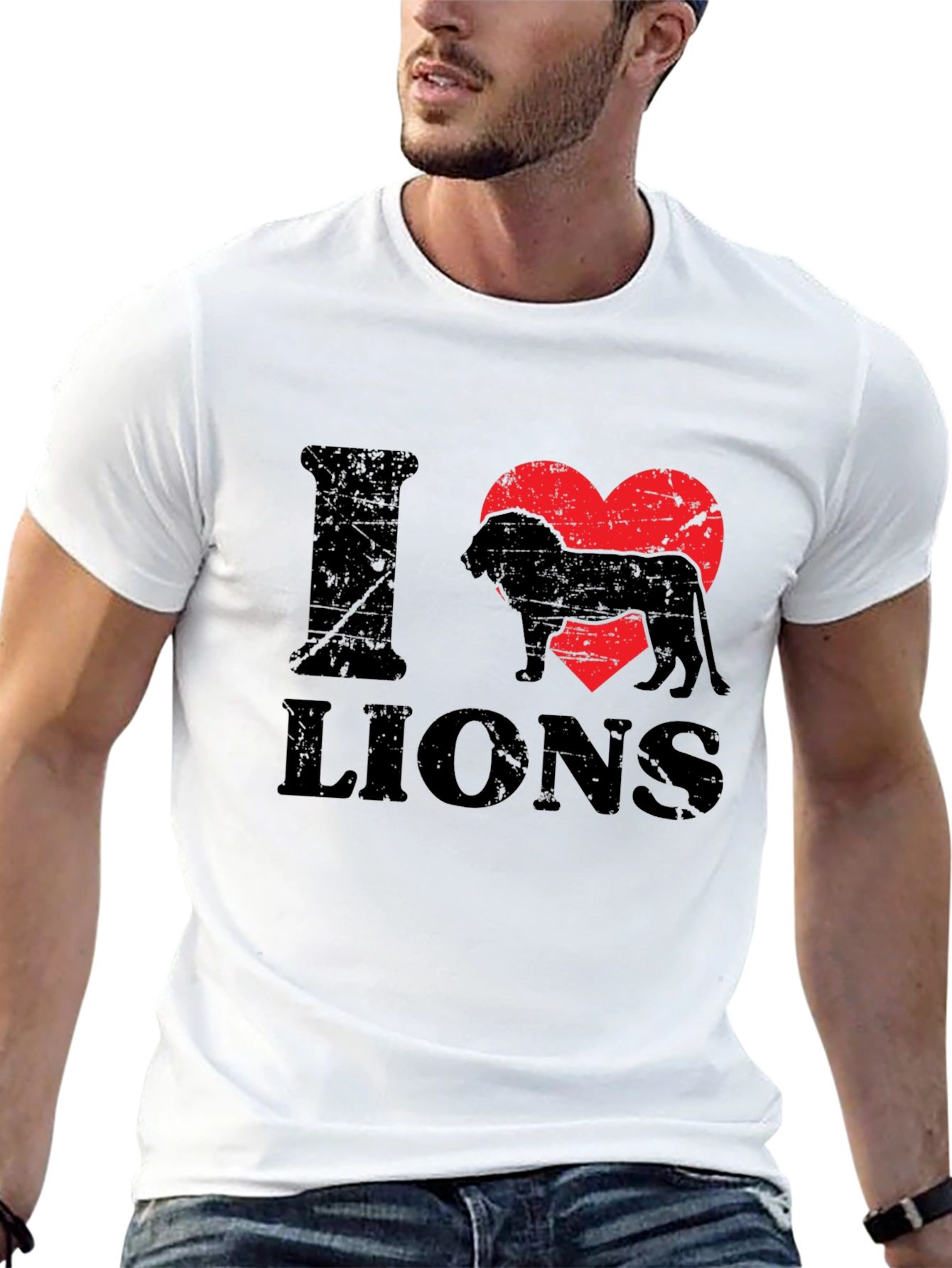 Black I Heart Lions Black T-Shirt - Animal Lover Tee view 13