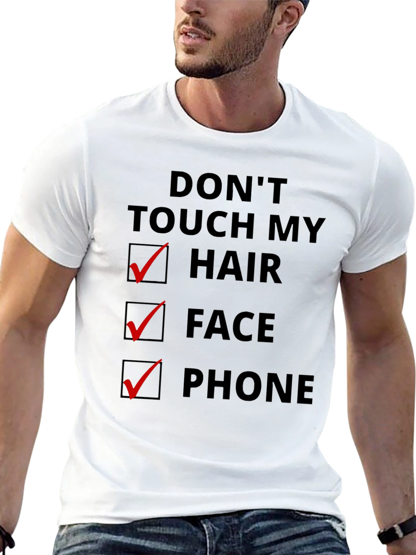 Black Don't Touch My Hair Face Phone Graphic T-Shirt view 13