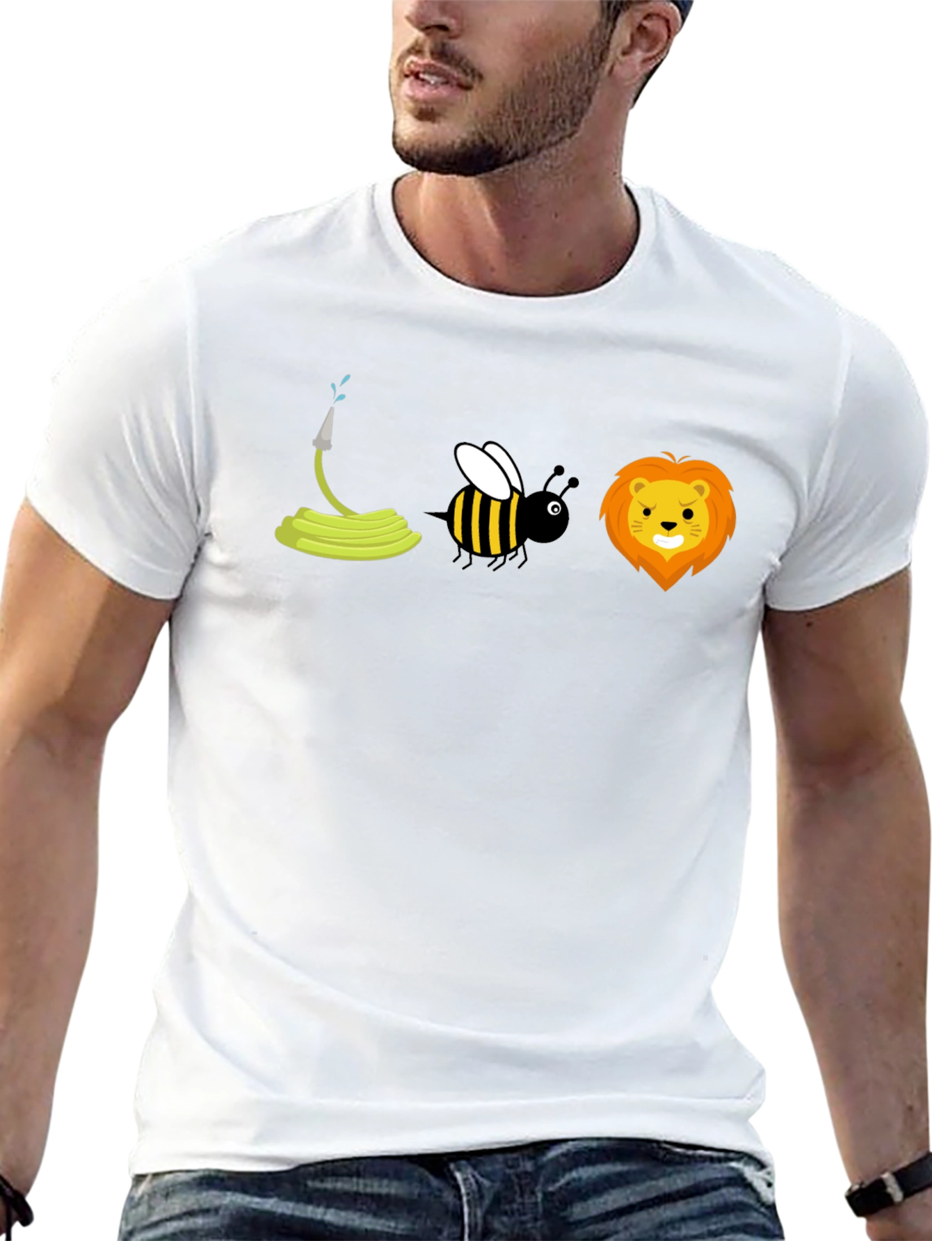 Black Hose-Bee-Lion Pun Graphic T-Shirt view 13