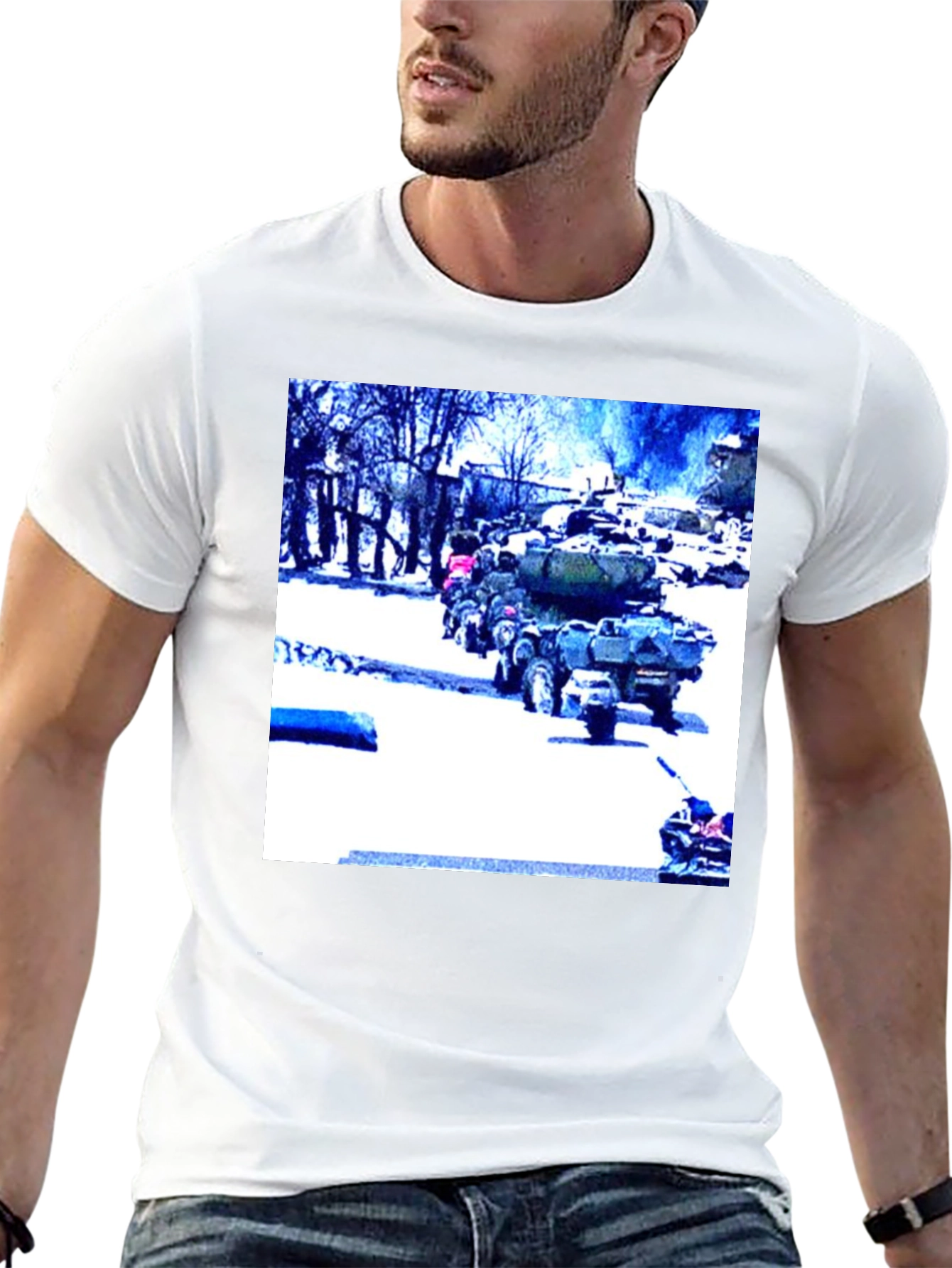 Black Military Vehicles on Black T-Shirt view 13
