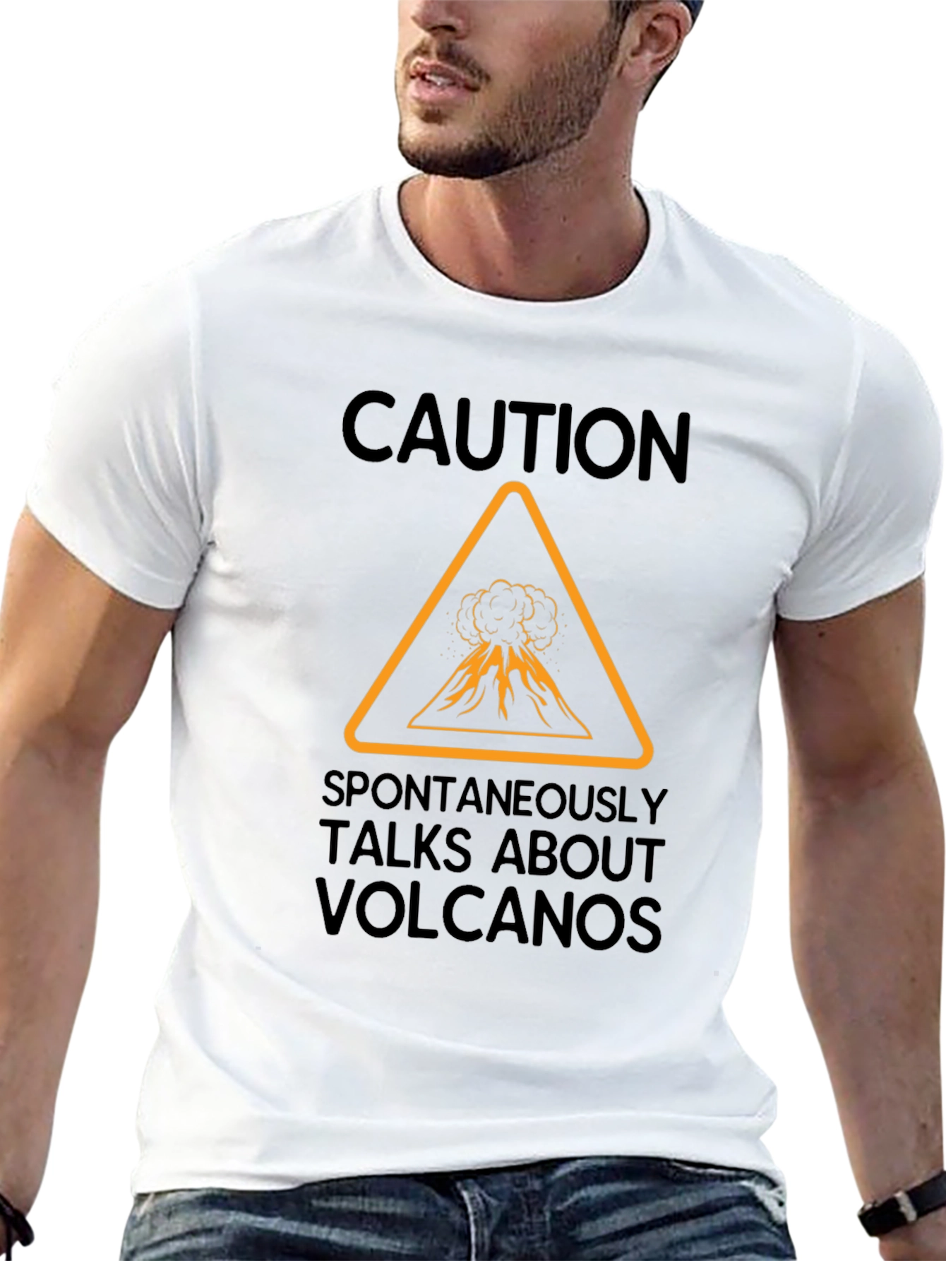 Black Caution: Volcano Talk T-Shirt - Funny & Unique Design view 13