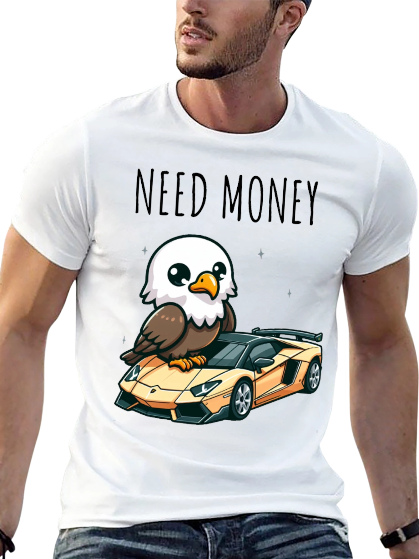 Black Need Money Eagle Car Graphic T-Shirt view 13