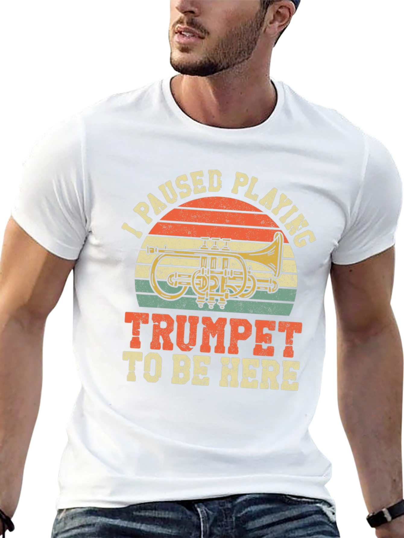 Black I Paused Playing Trumpet T-Shirt view 13