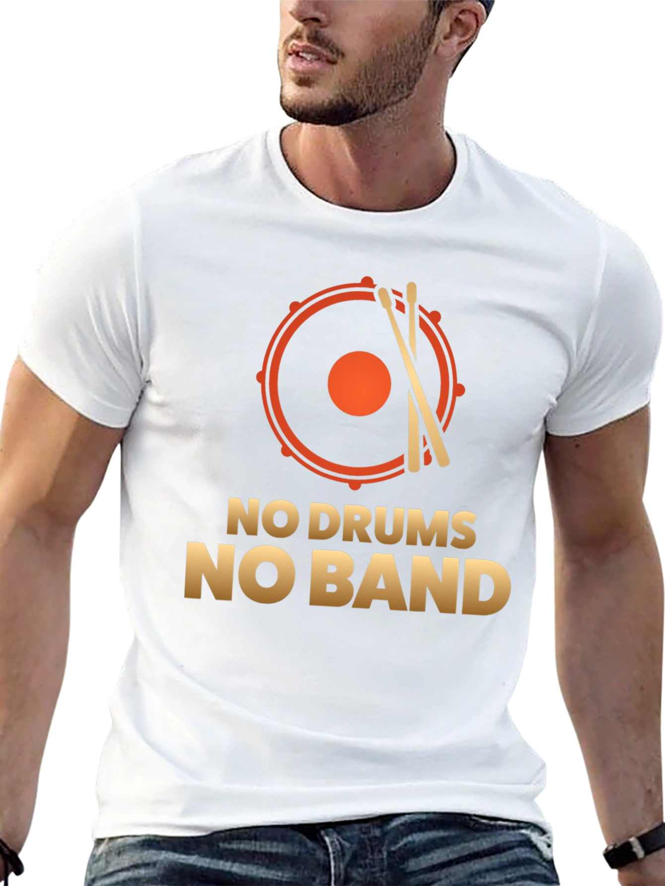 Black No Drums No Band T-Shirt: Music Lover Tee view 13