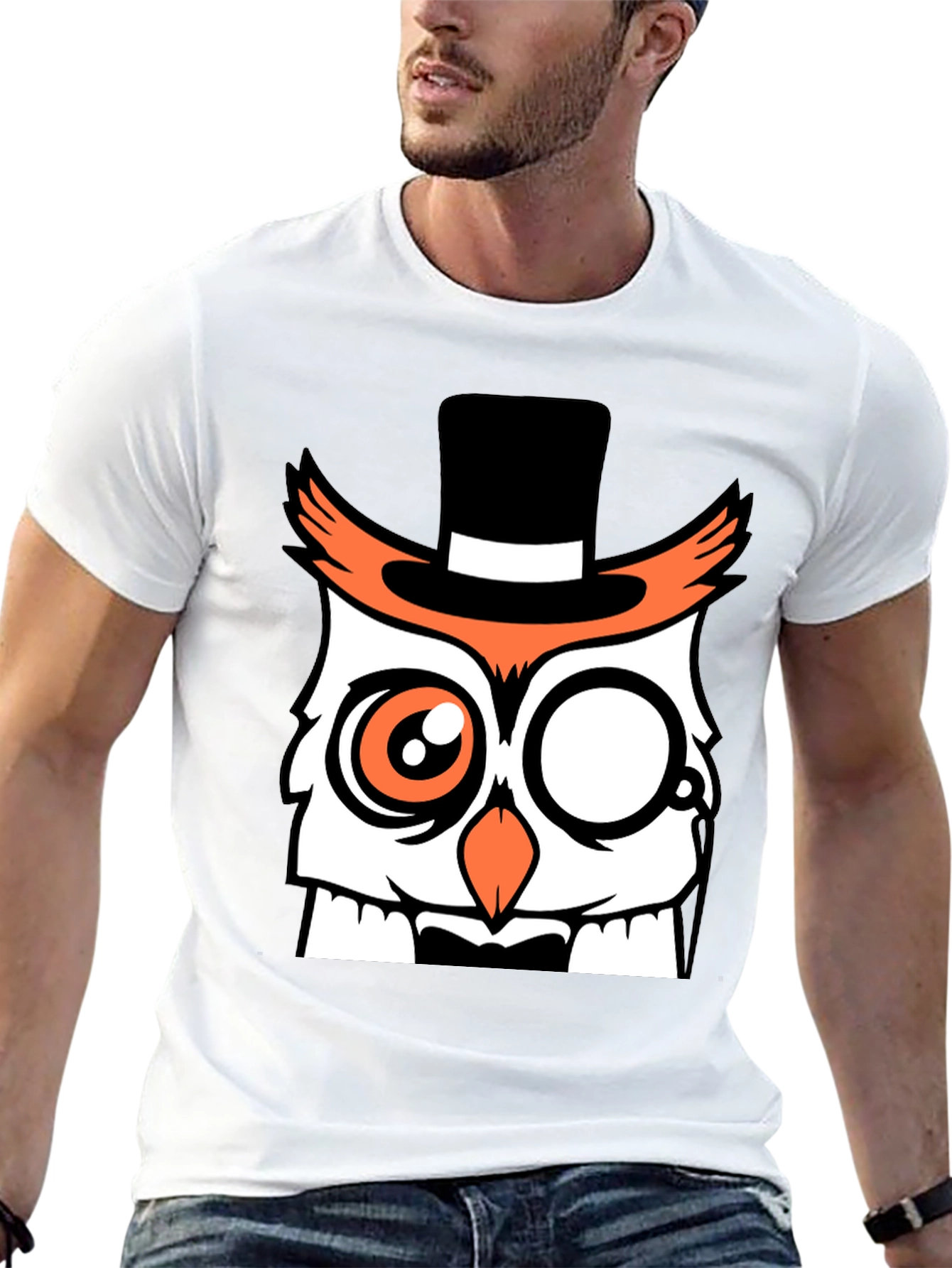 Black Dapper Owl T-Shirt - Funny Cartoon Design view 13