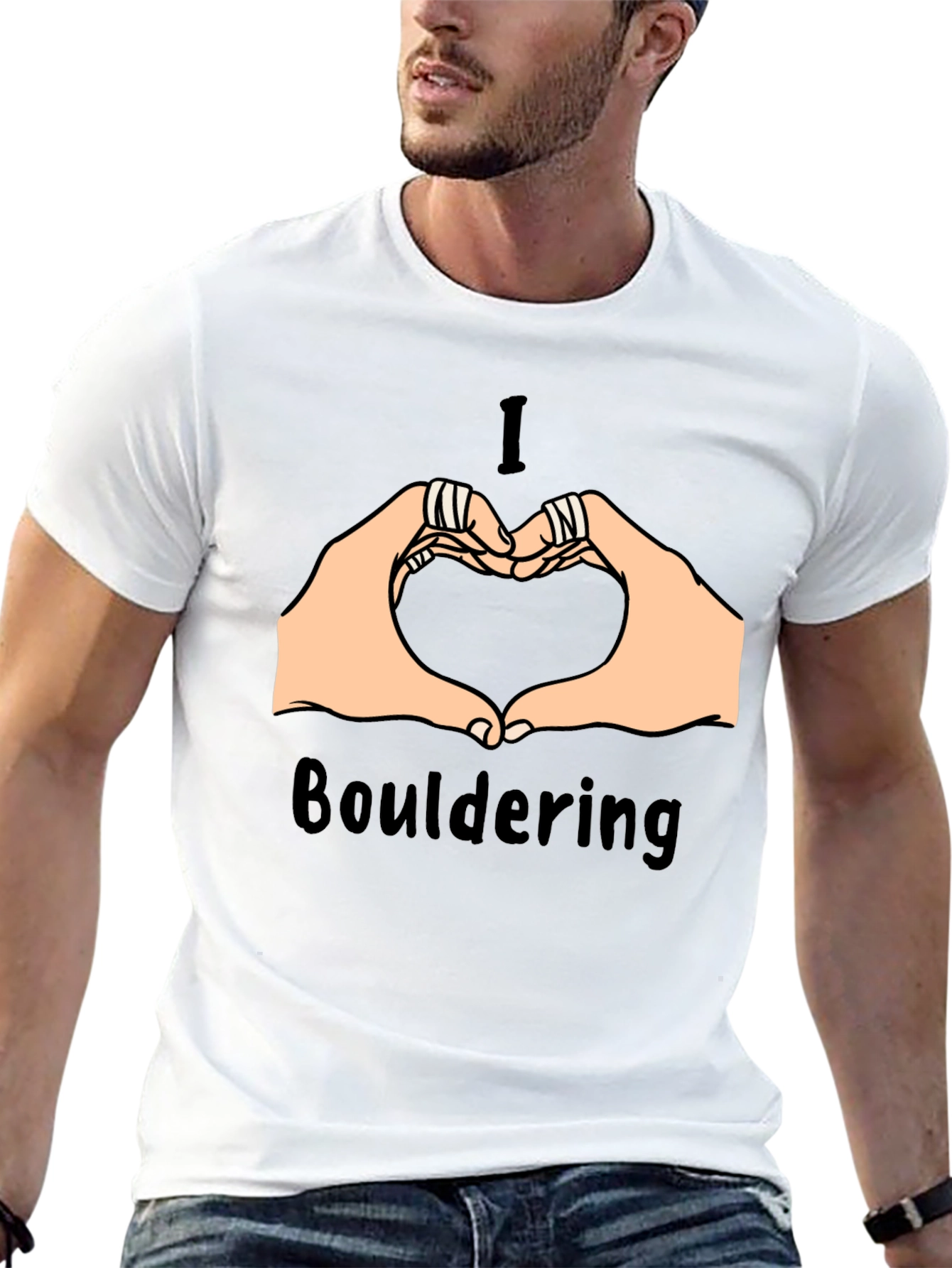 Black I Love Bouldering Heart Hands Graphic Tee view 13