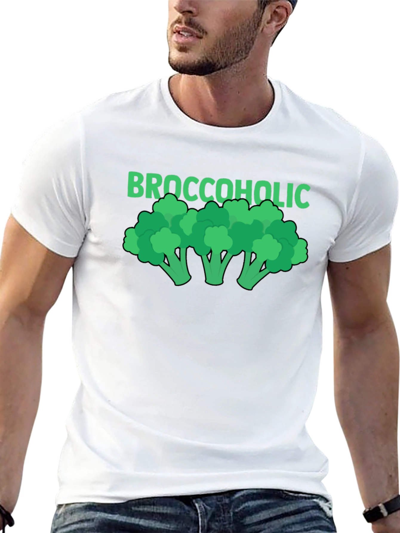 Black Broccoholic T-Shirt - Funny Vegetarian Tee view 13