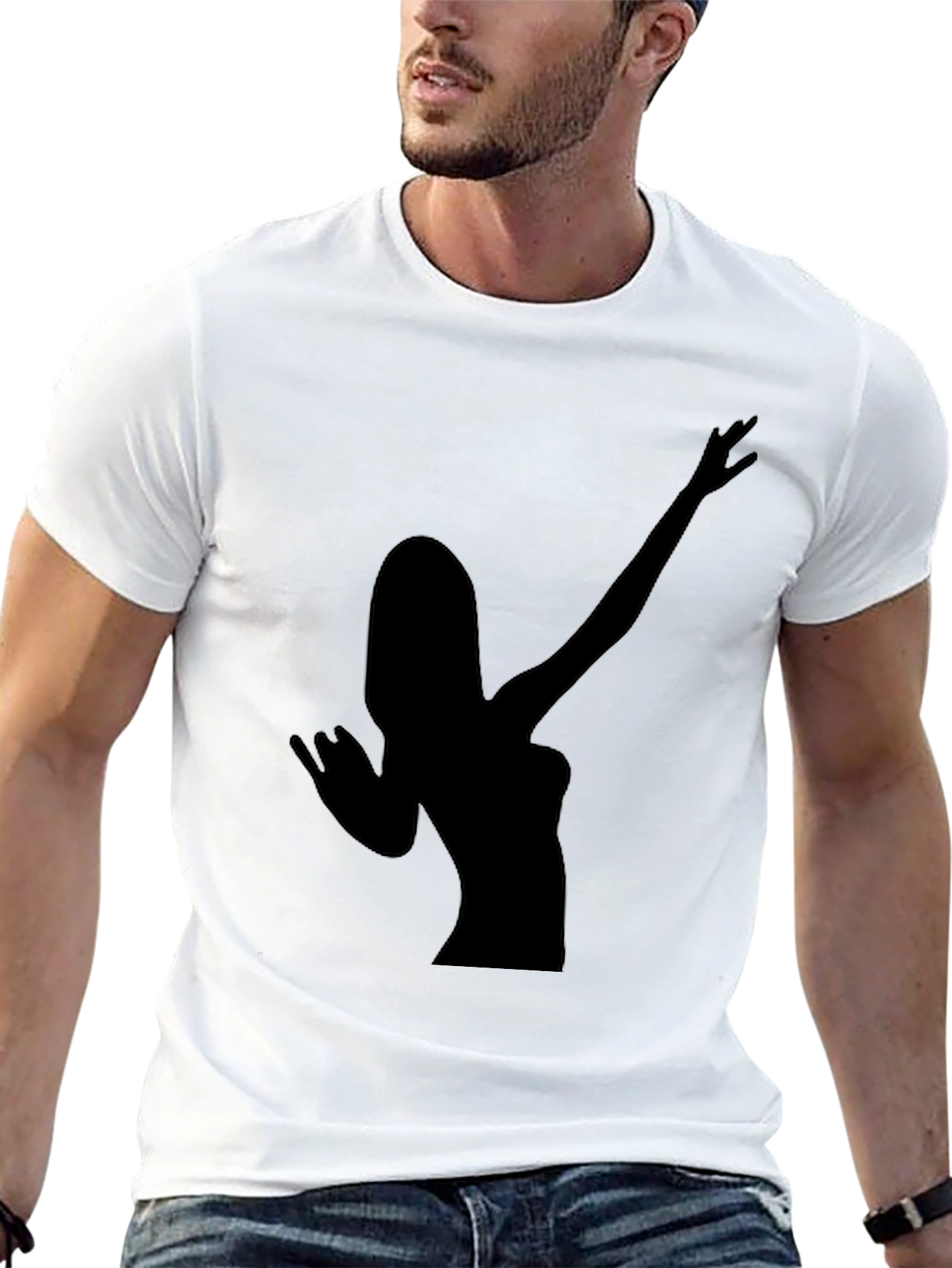 Black Silhouette Woman Gesture Black T-Shirt view 13