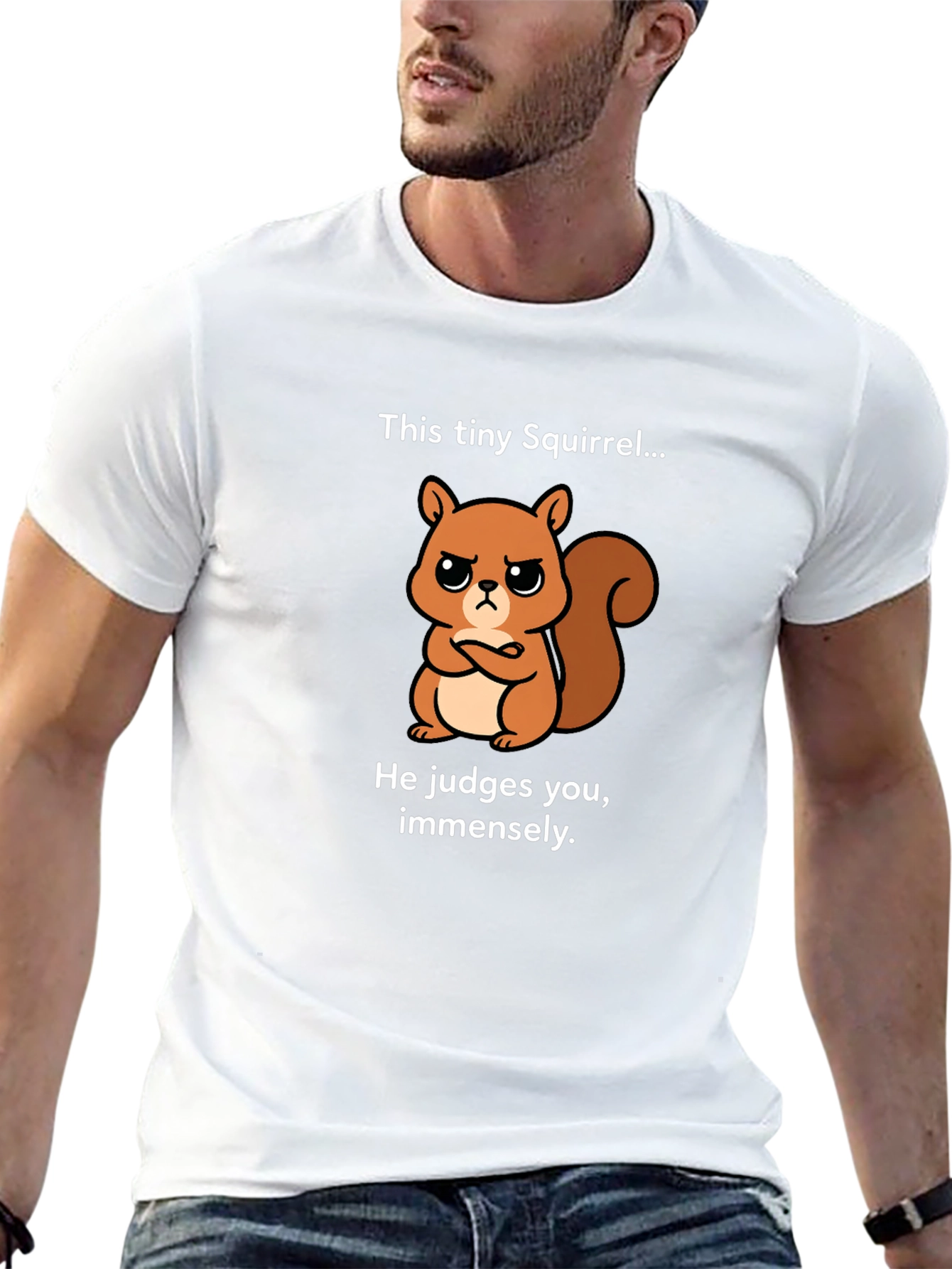 Black Funny Squirrel Graphic T-Shirt - He Judges You view 13