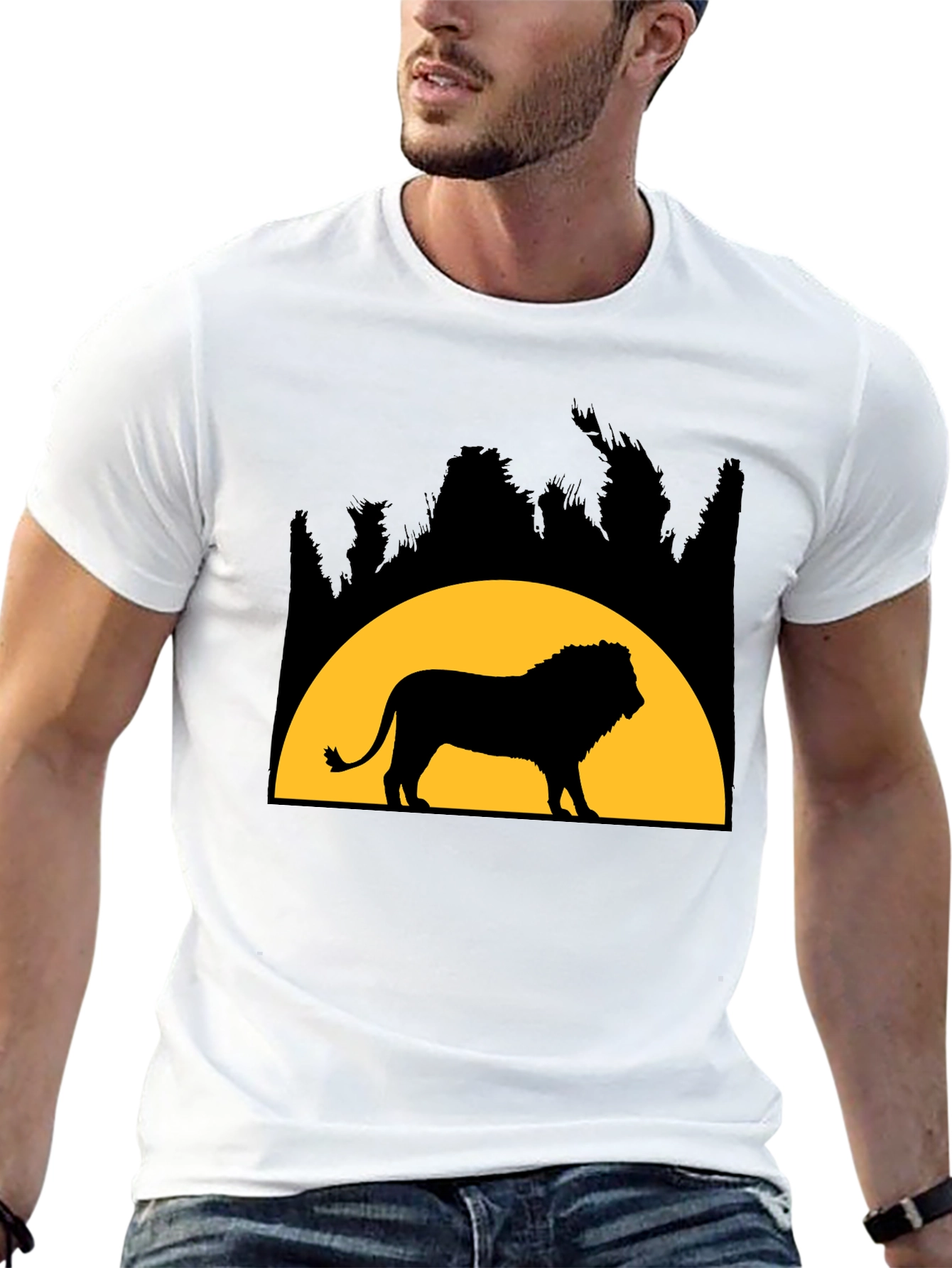 Black Lion Silhouette Graphic Tee - Black Cotton Blend view 13