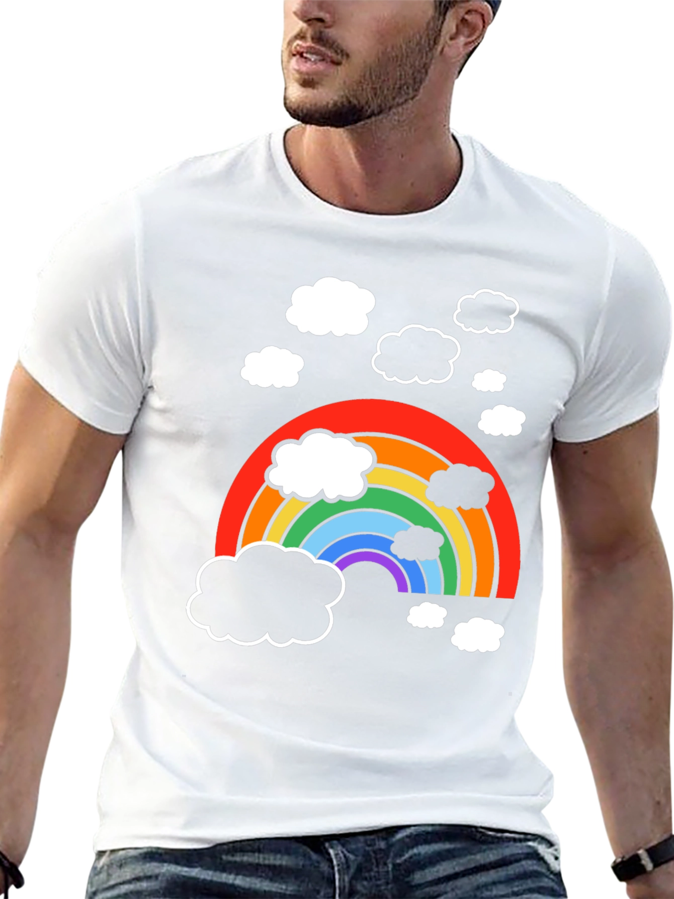Black Rainbow Cloud Graphic T-Shirt - Soft Cotton Blend view 13