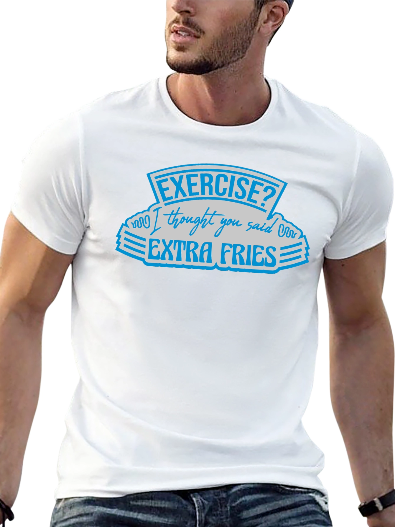 Black Exercise? Extra Fries Black Graphic Tee view 13
