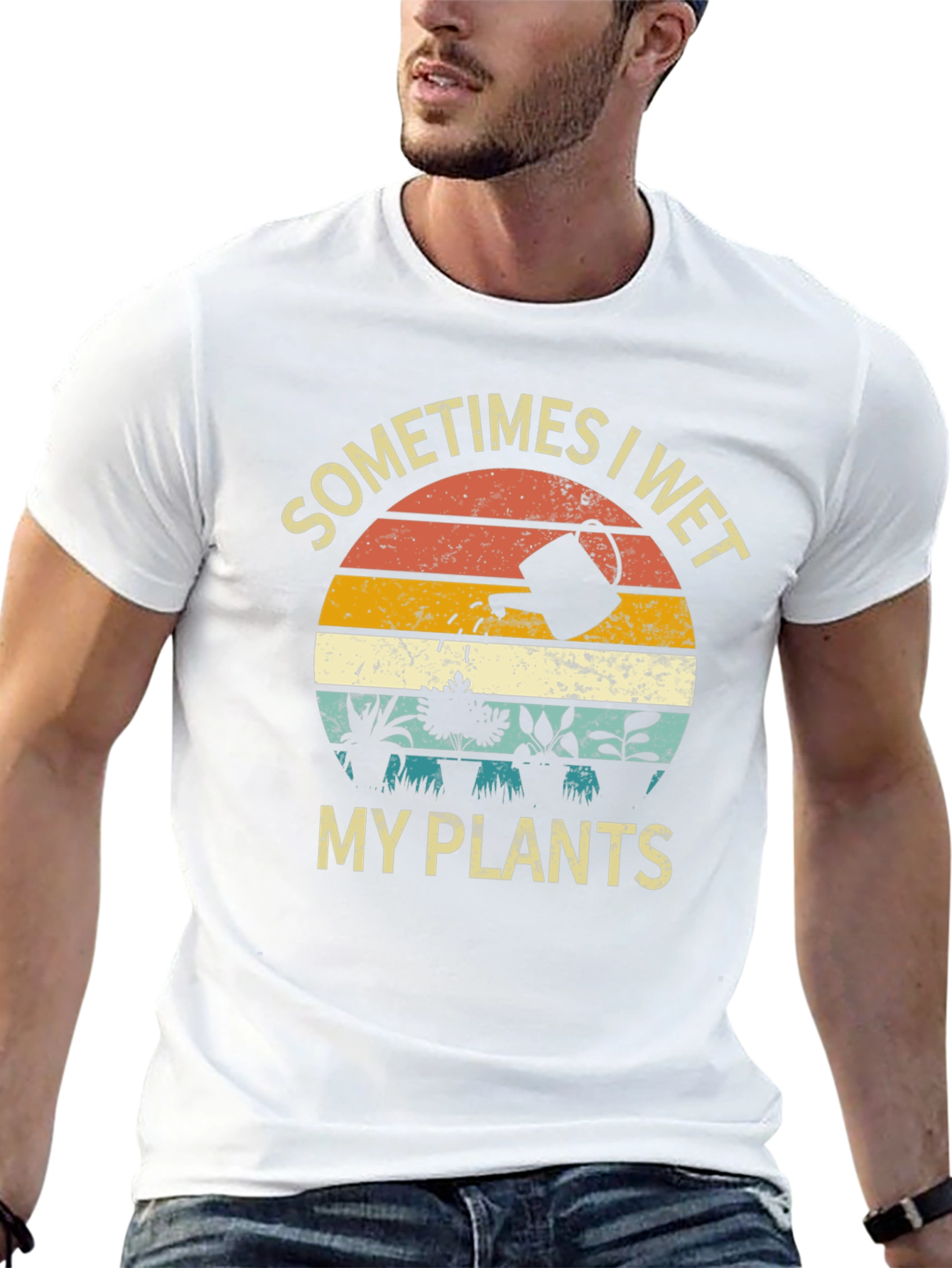 Black Funny "Sometimes I Wet My Plants" Graphic T-Shirt view 13