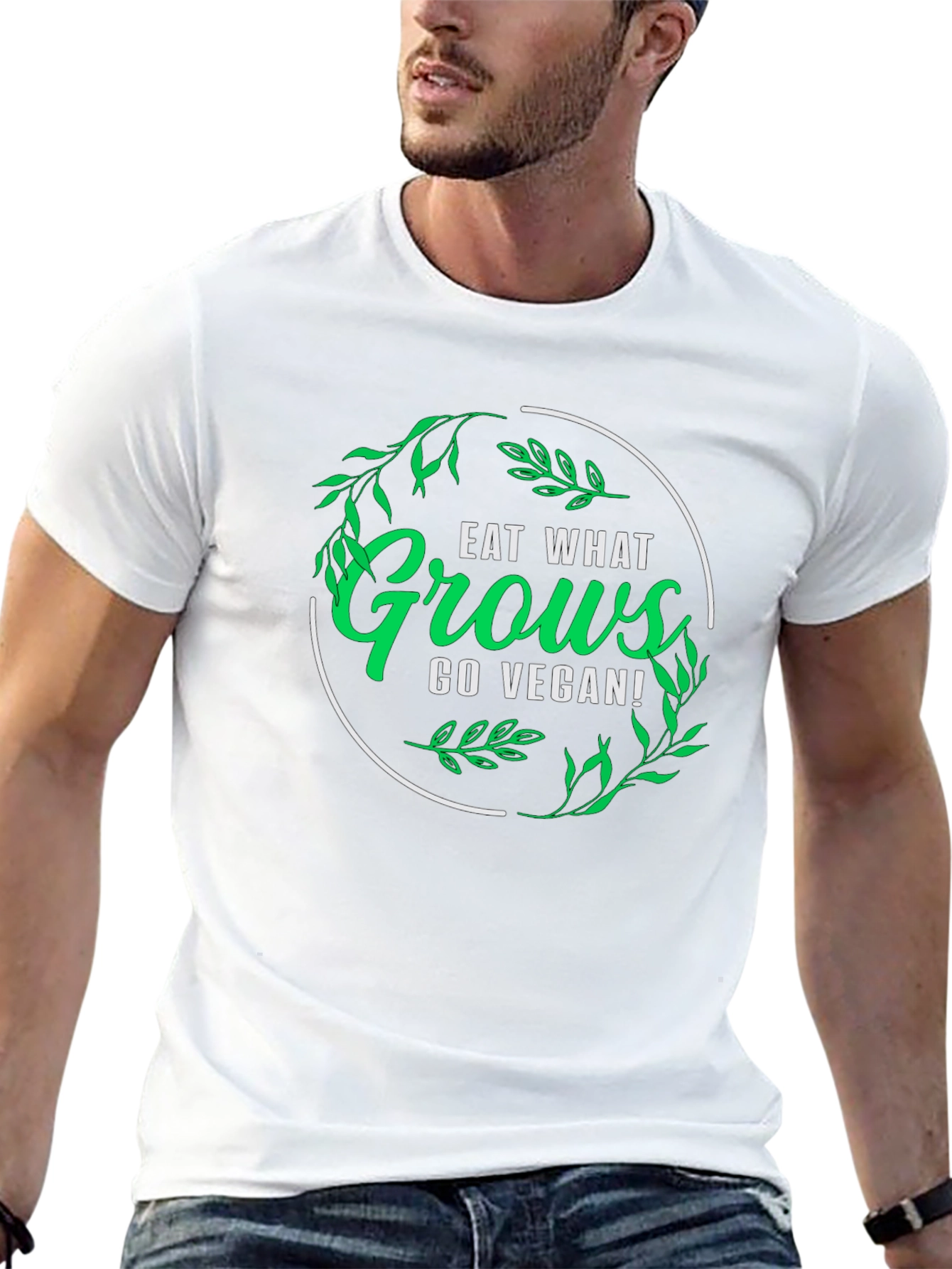 Black Eat What Grows Go Vegan T-Shirt view 13