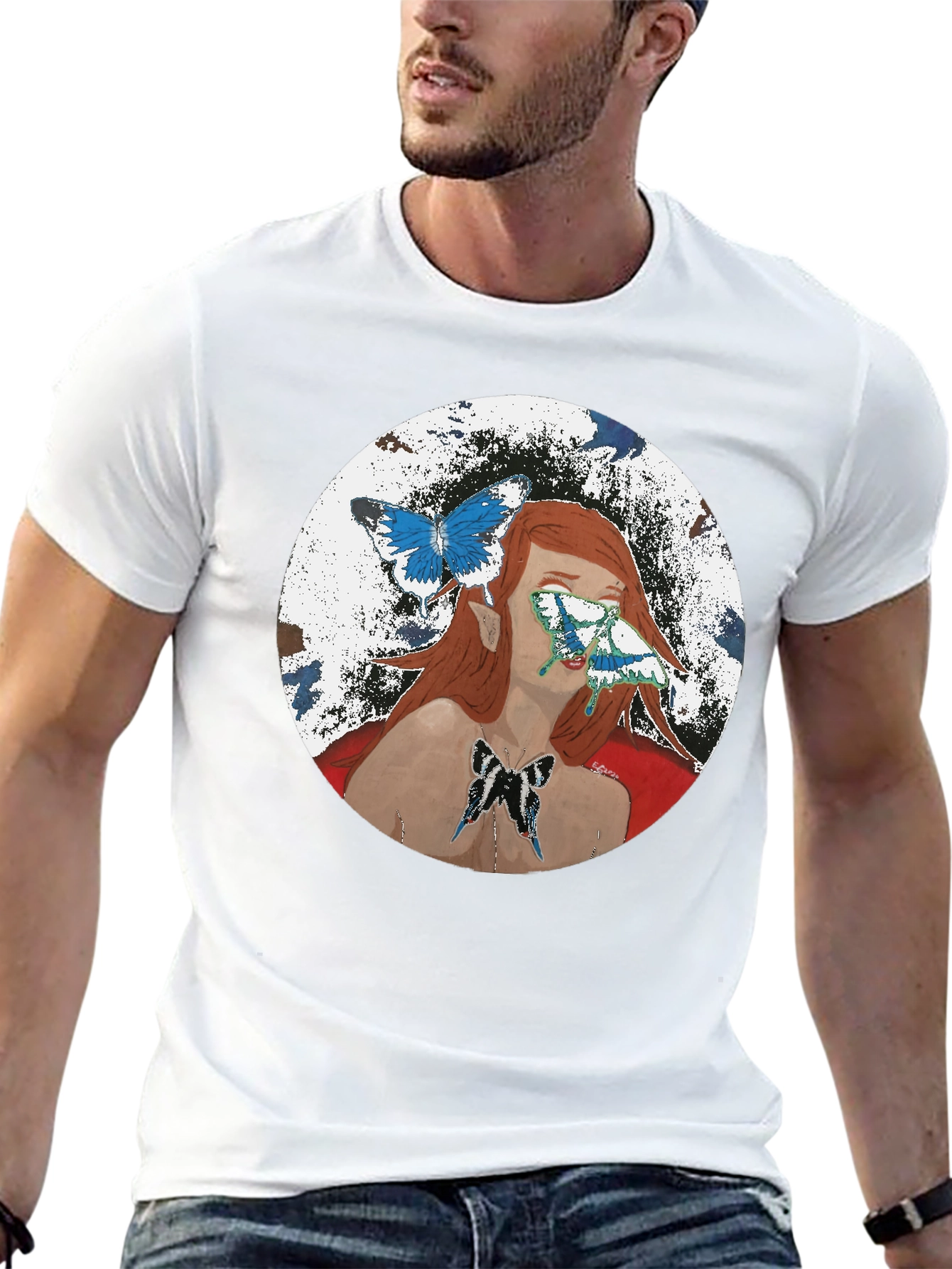 Black Butterfly Woman Graphic T-Shirt - Black view 13